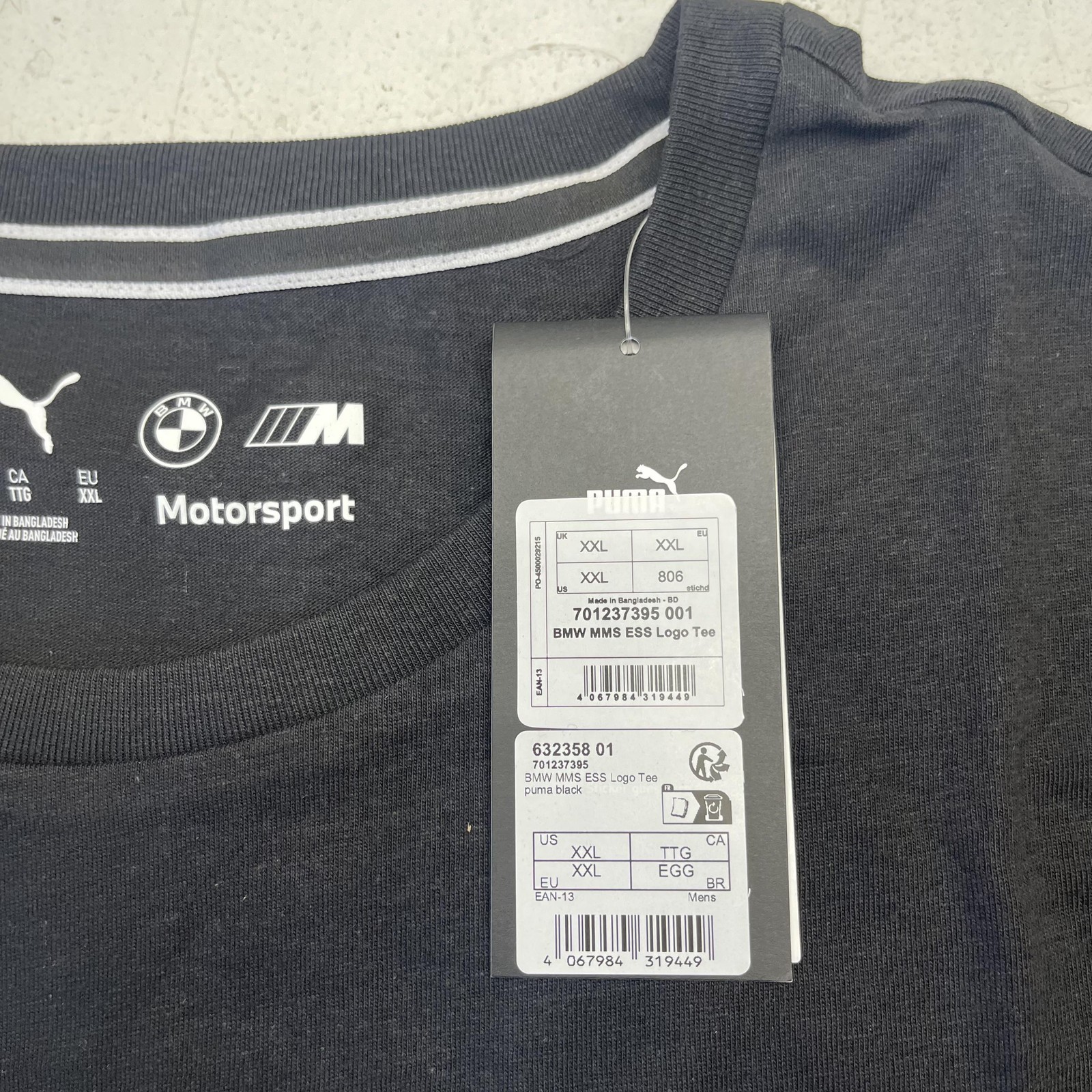 BMW Motorsport Shirt Mens 2XL Black Racing Puma M Logo Graphic T-Shirt