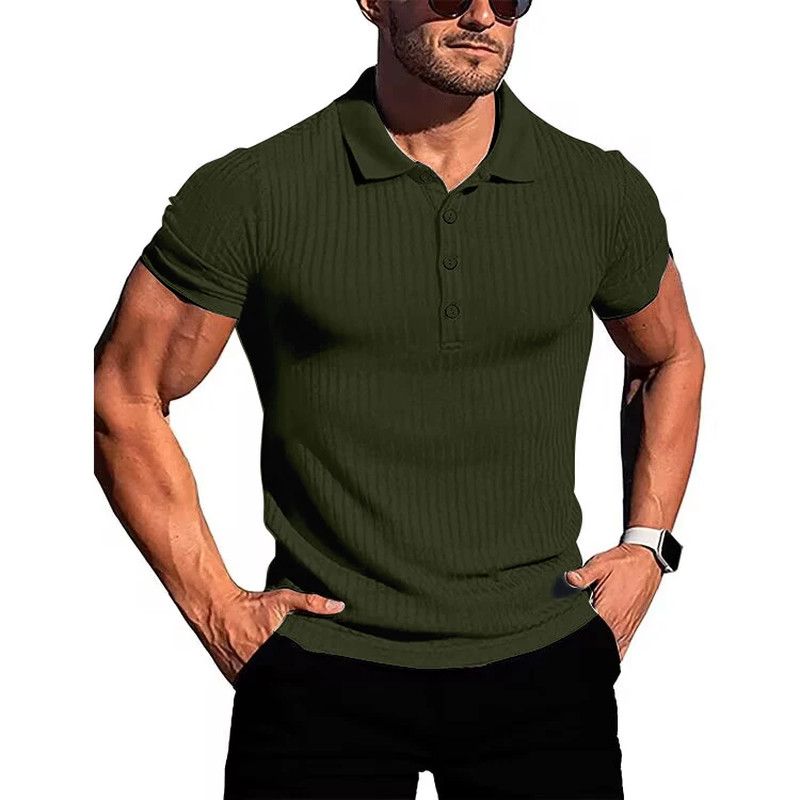 Men’s Elegant Lightweight Slim Stretchy Fabric Sports Polo Breathes Summer