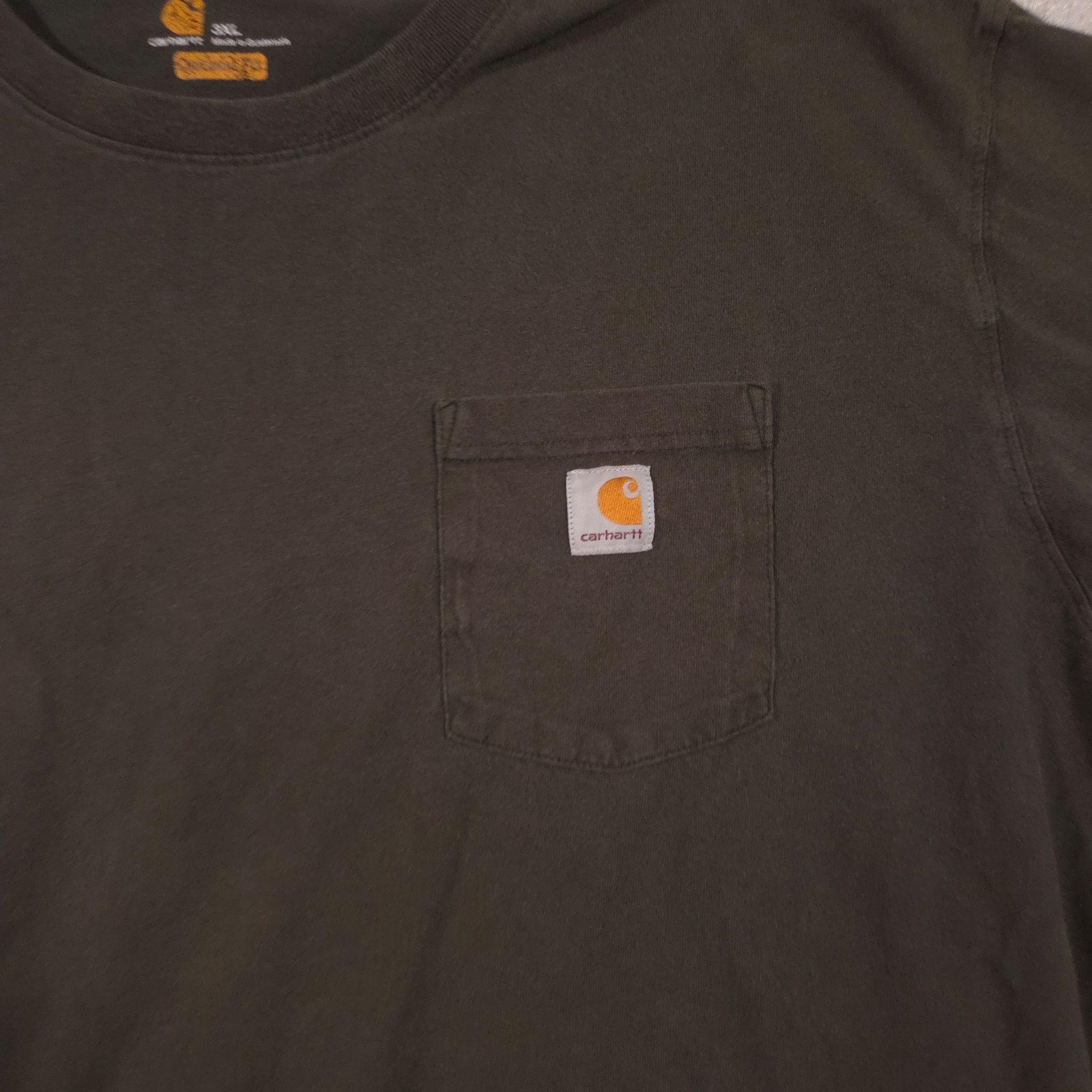Carhartt Shirt Mens 3XL Brown Pocket Workwear Original Fit Tagless Tee Crewneck