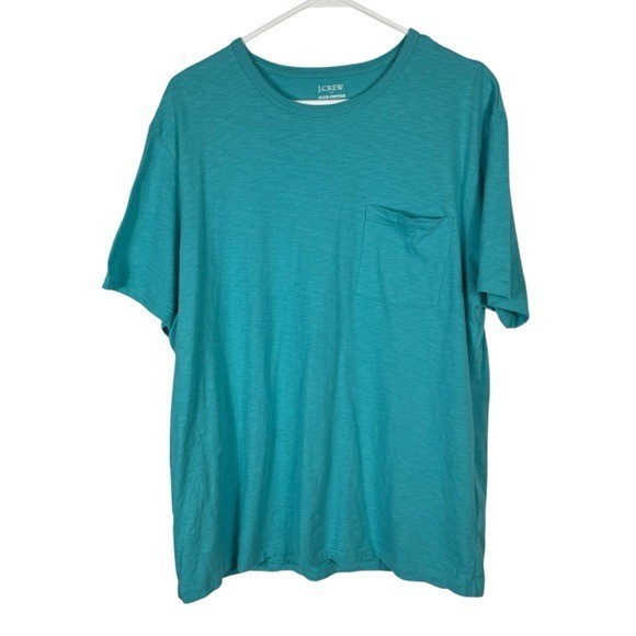 J.Crew Slub Cotton Pocket Tee, Aquatic Blue, Size XL