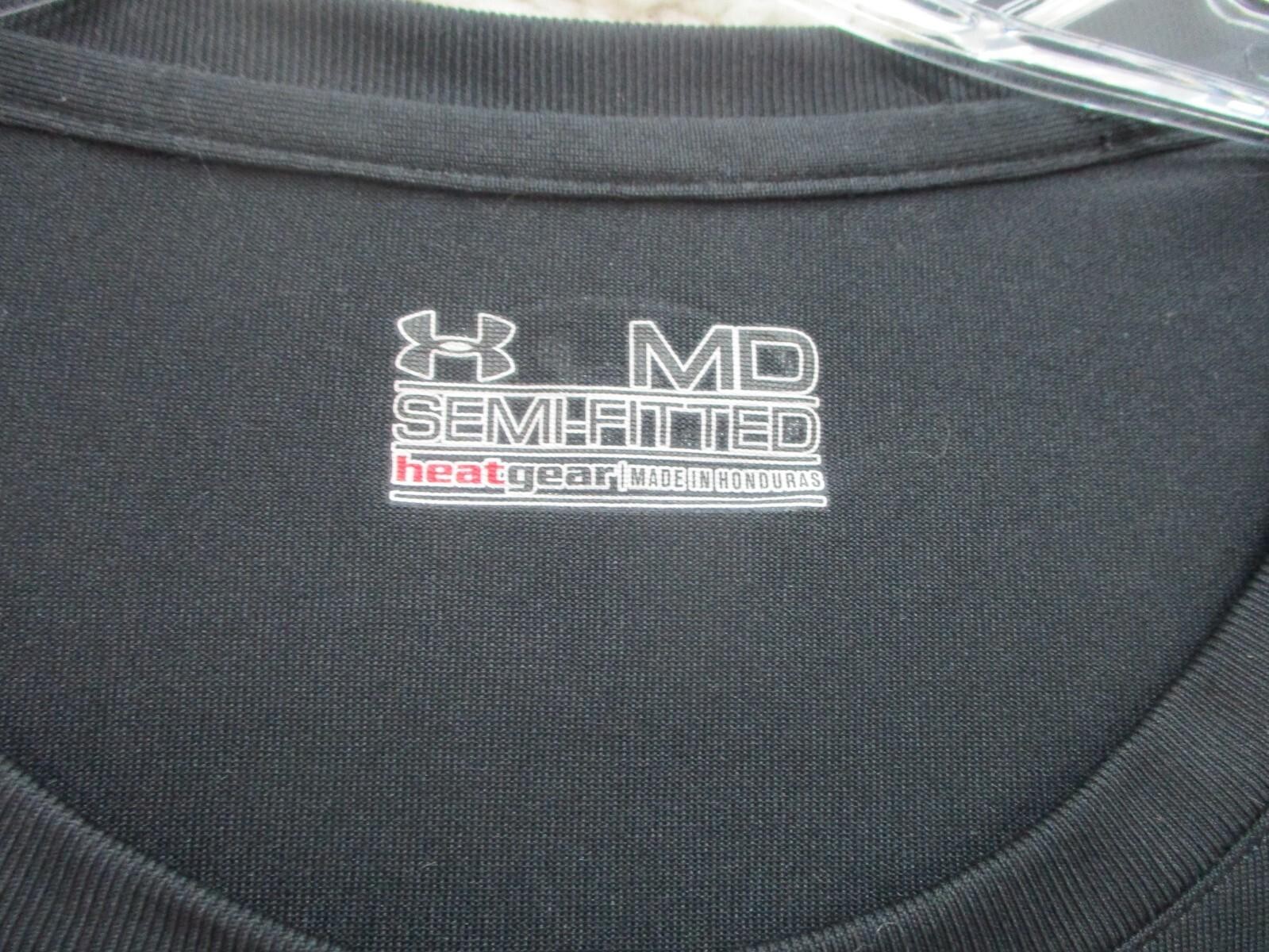 Under Armour Shirt Medium Adult Black Semi Fitted Spell Out Logo Stretch Mens M