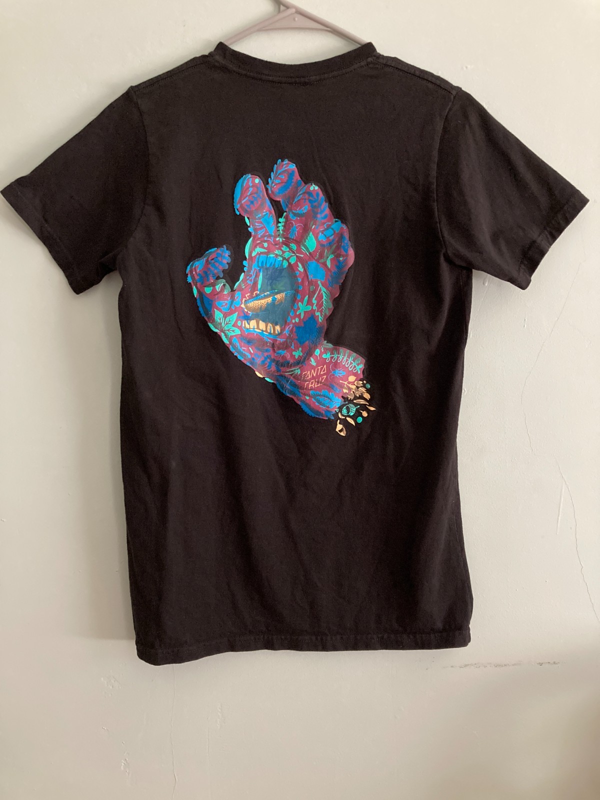 Santa Cruz Screaming Hand T Shirt Small Black Organic Cotton Purple SMALL