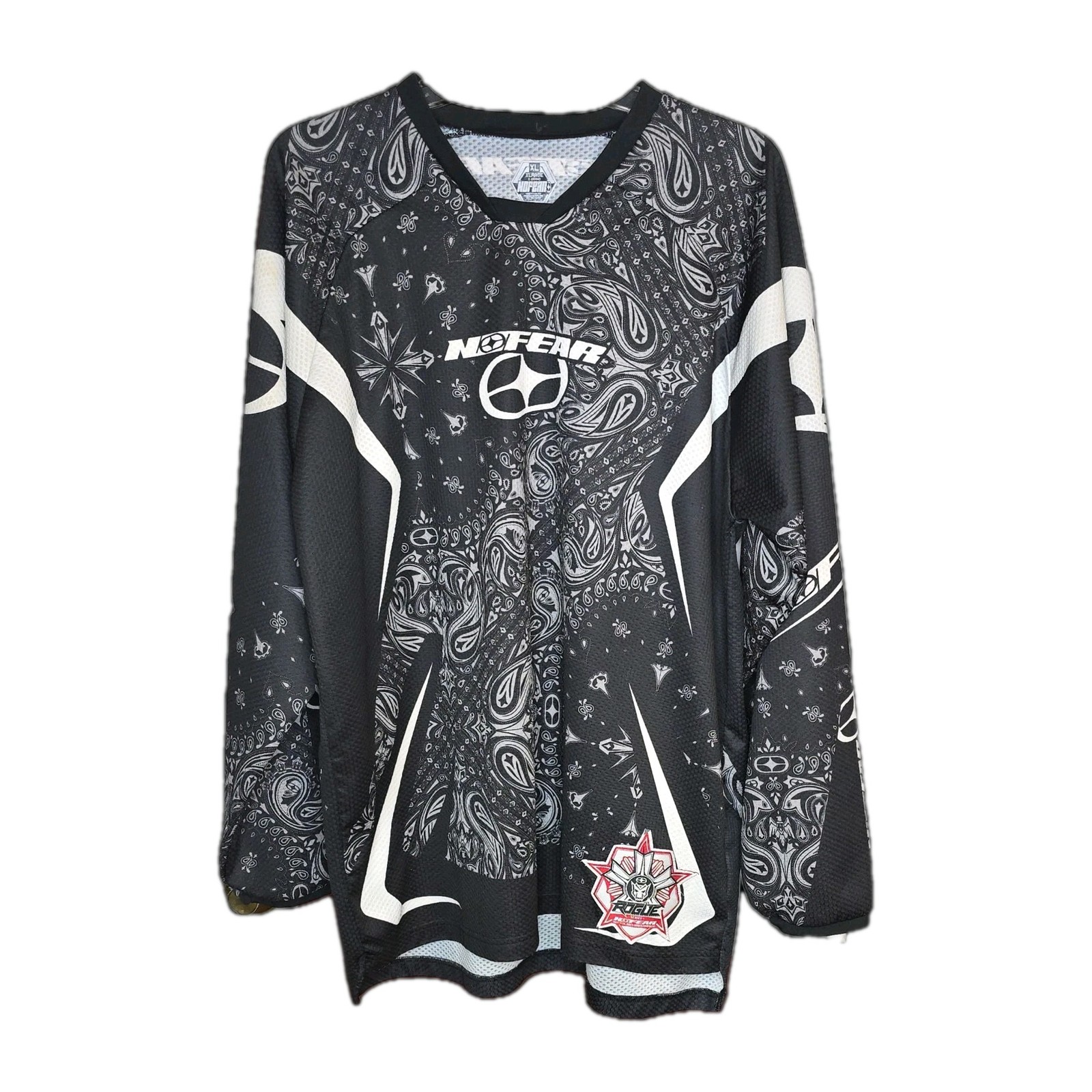 No Fear Rogue Series Motocross Jersey Mens XL Black White Paisley Y2K MX BMX