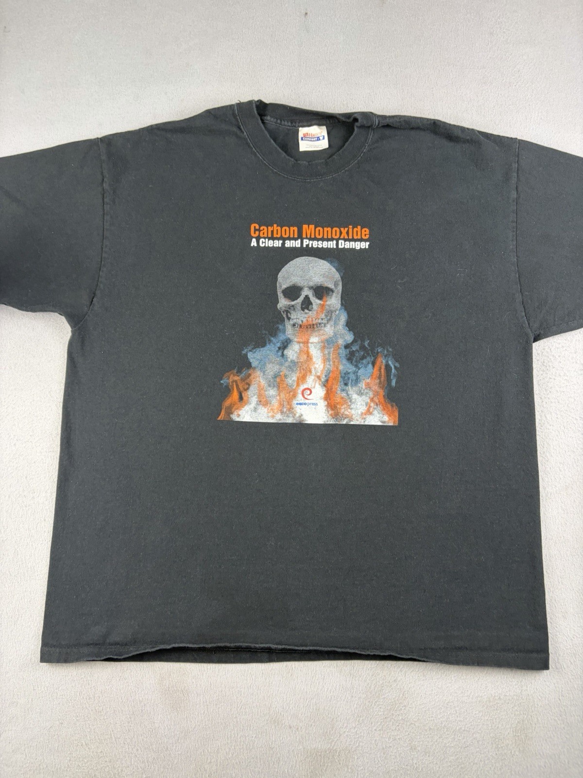 Vintage Carbon Monoxide T Shirt Men’s Size Extra Large Black Danger Skull Death
