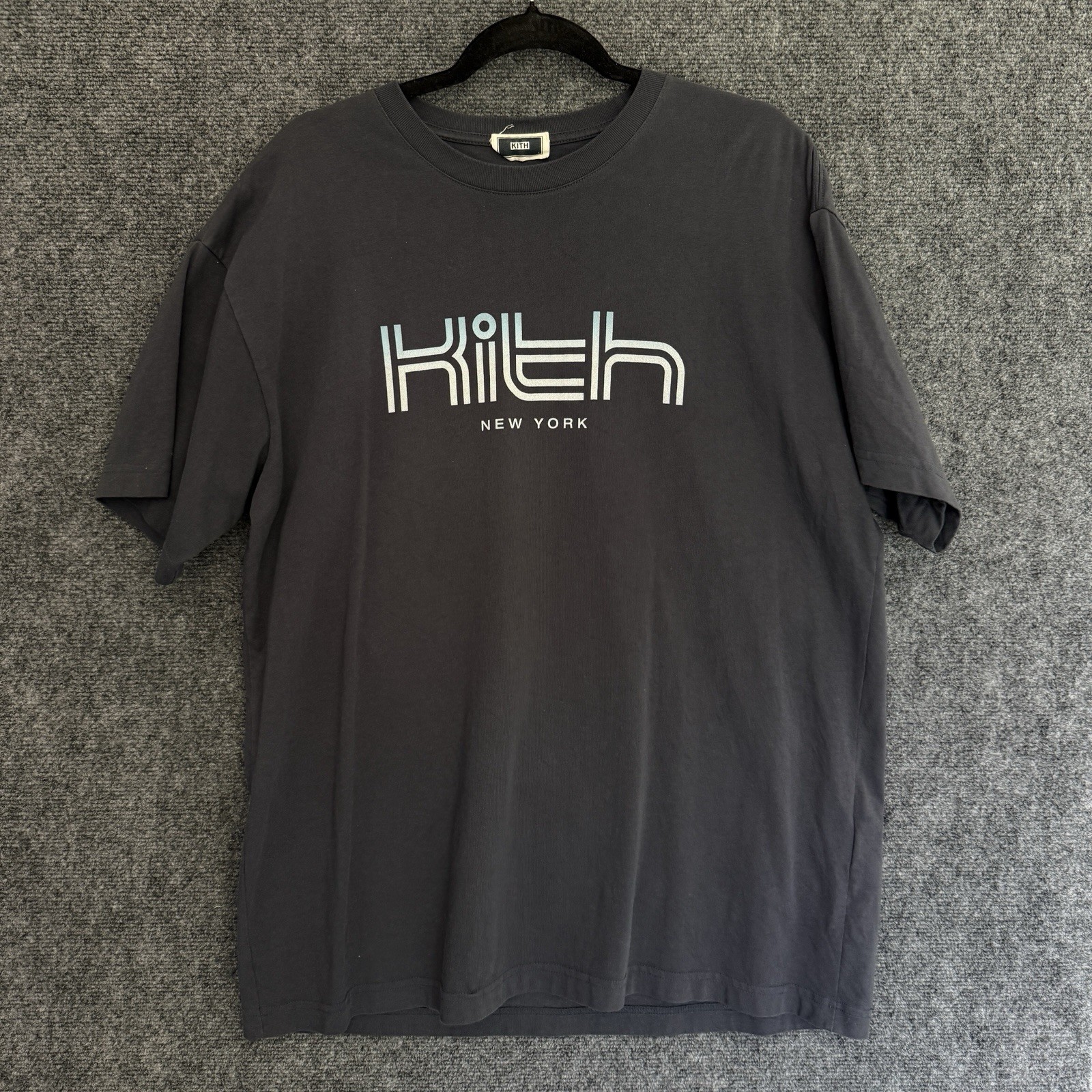 Kith New York Logo T-Shirt Dark Grey Graphic Tee Mens Large