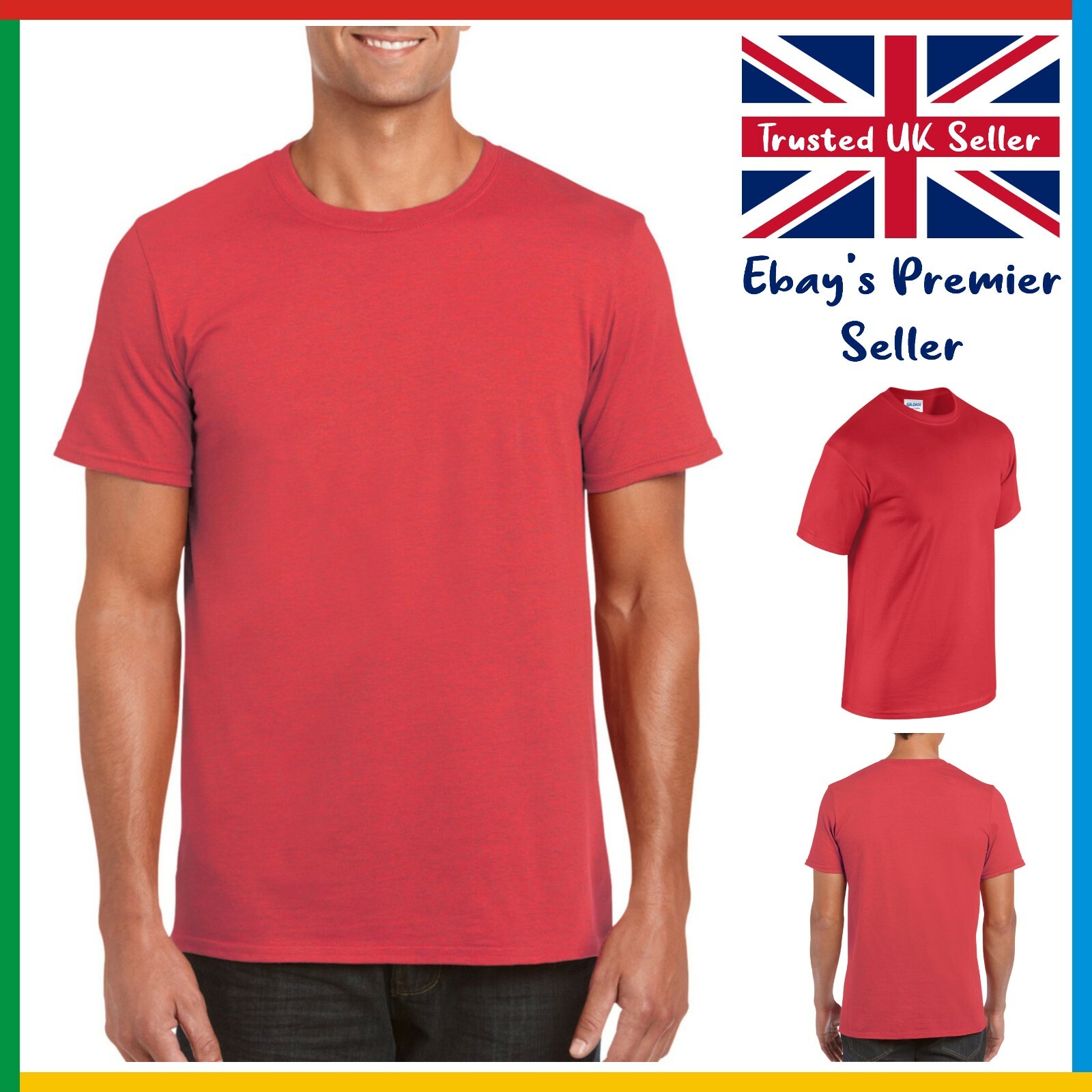 RED Gildan Softstyle Ringspun T-Shirt * Mens Plain Tee * Blank GD01 * Shirt