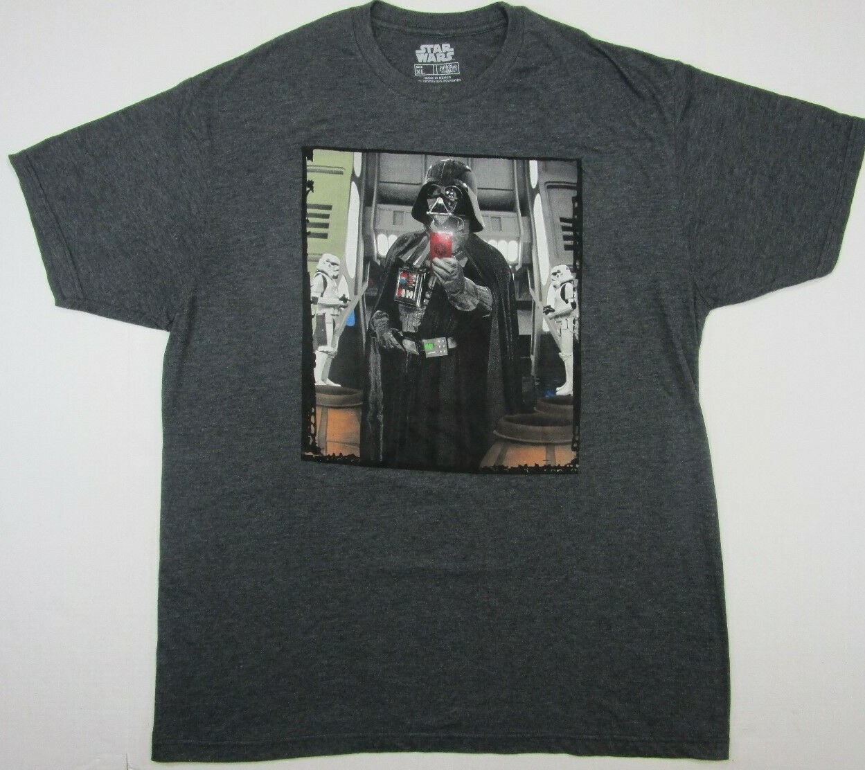 Star Wars Darth Vader T-Shirt Stormtroopers Empire Black Selfie Size XL Tee