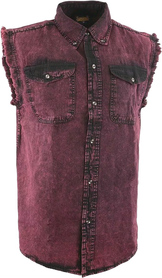 BUTTON-DOWN SLEEVELESS DENIM SHIRTS FOR MEN – 100% COTTON