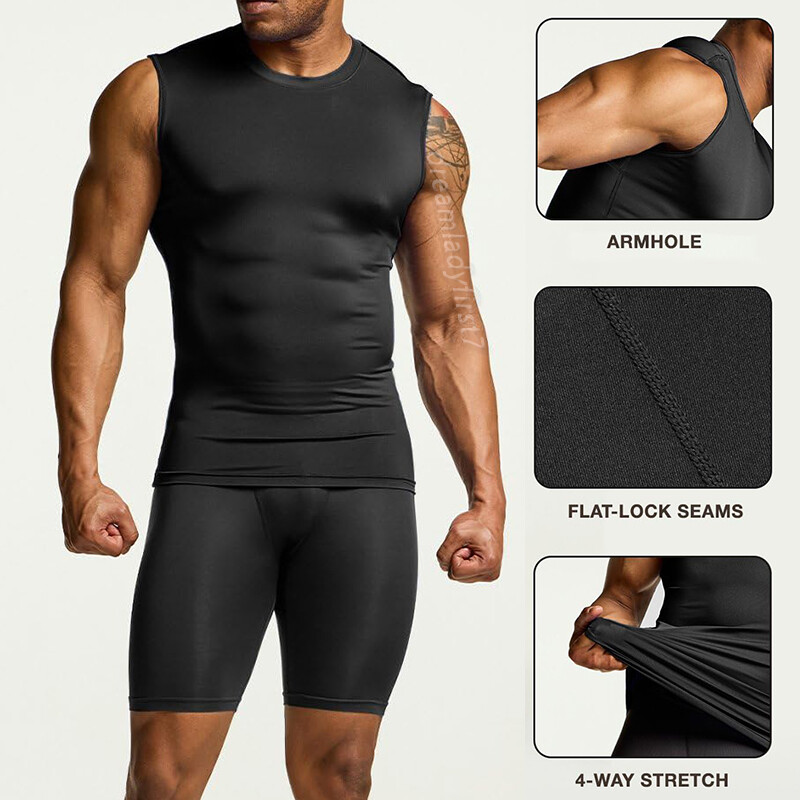Men’s Cool Dry Compression Base Layer Tank Top Sports Running Basketball Workout