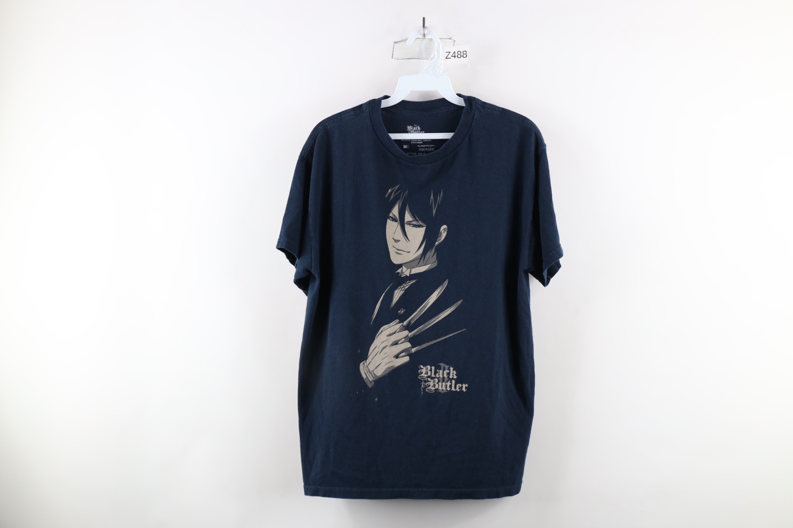 Vintage Y2K Mens Medium Faded Spell Out Anime Manga Black Butler II T-Shirt
