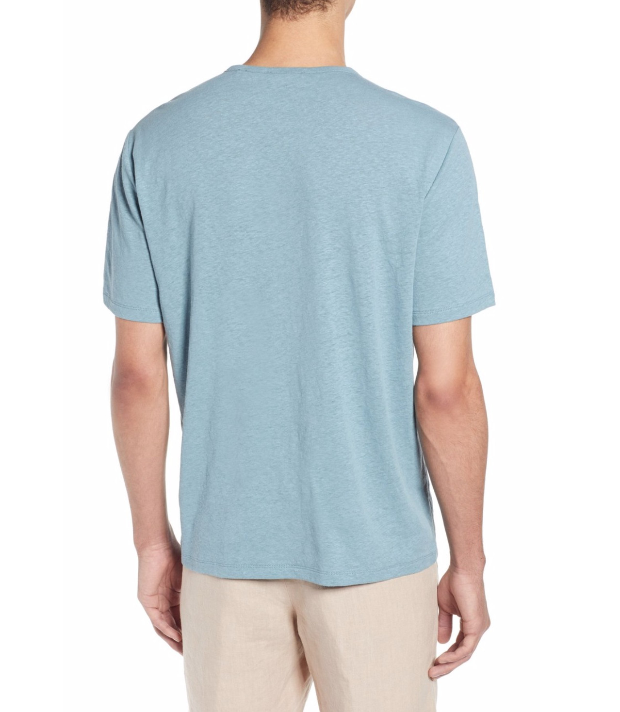 VINCE MEN’S BLUE SHORT SLEEVE SOLID LINEN/COTTON CREW T-SHIRT Sz XXL