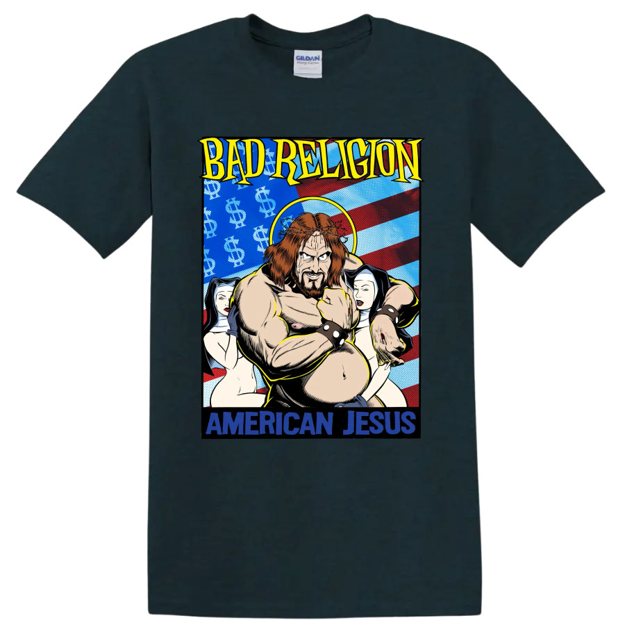 Bad Religion American Jesus Punk Rock Band Graphic T Shirt Religious Art Tee