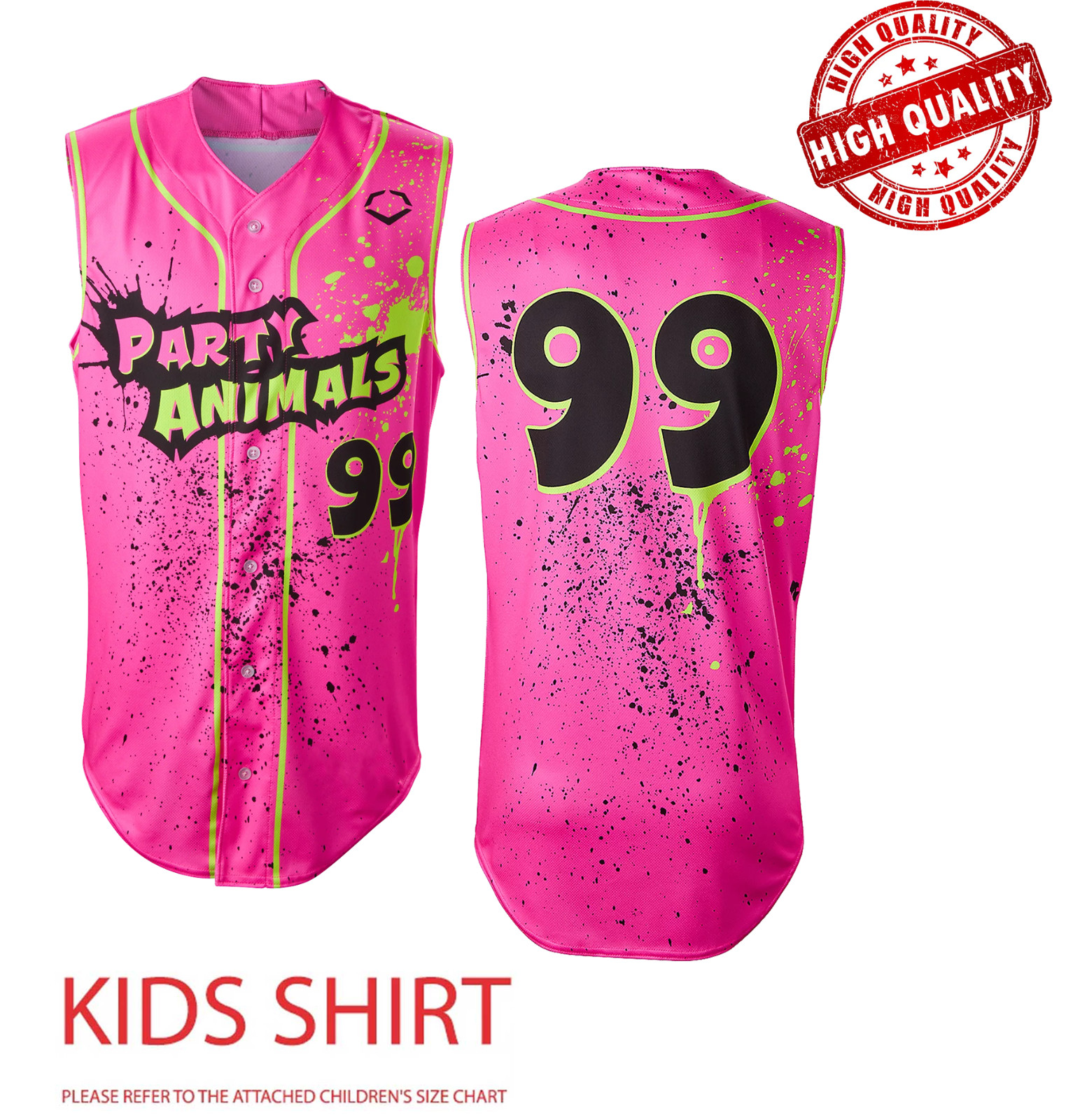 Party Animals CUSTOM Savannah Baseball Sleeveless Jersey AOP Kids Youth 1J0680