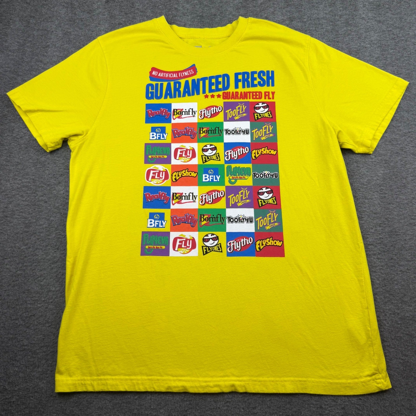 Born Fly T-Shirt Mens XL Yellow Guaranteed Fresh Graphic Short Sleeve Streetwear