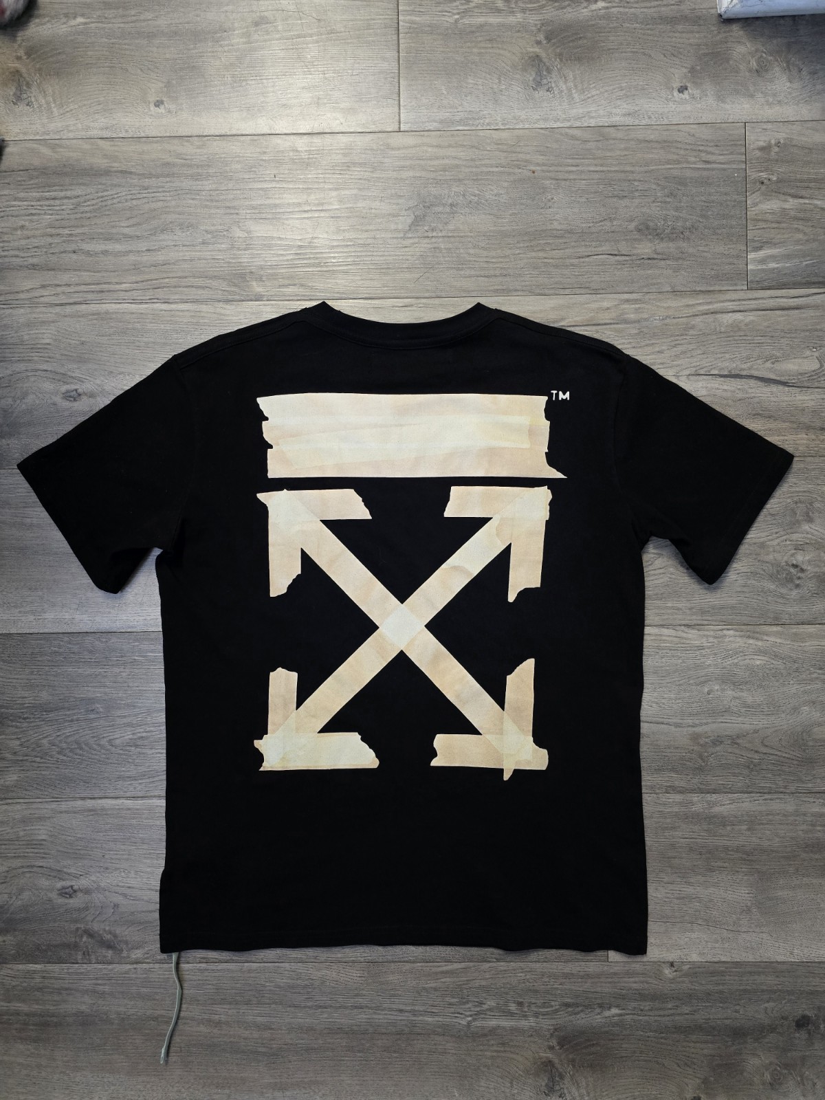 Virgil Abloh Off-White Tape Arrows T-Shirt Black/Beige, Size M, 100% Cotton