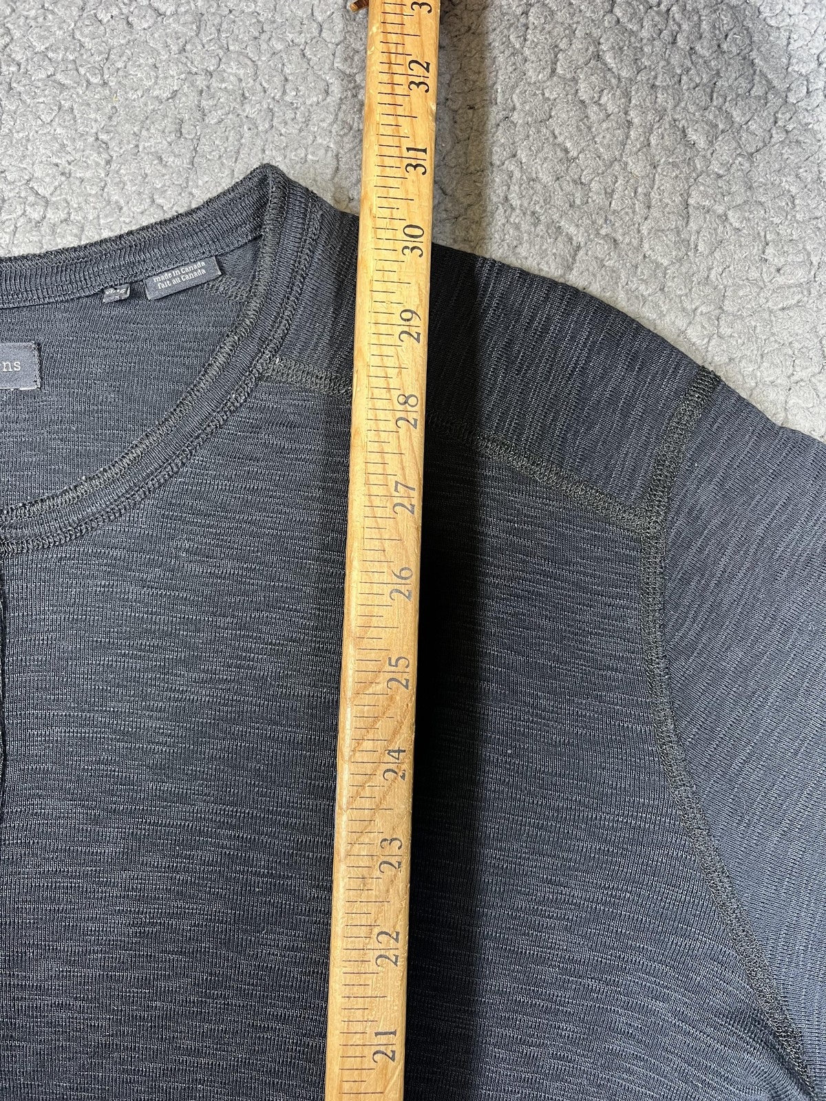 Wings + Horns Shirt Mens Medium Gray Crewneck Long Sleeve Henley 100% Cotton