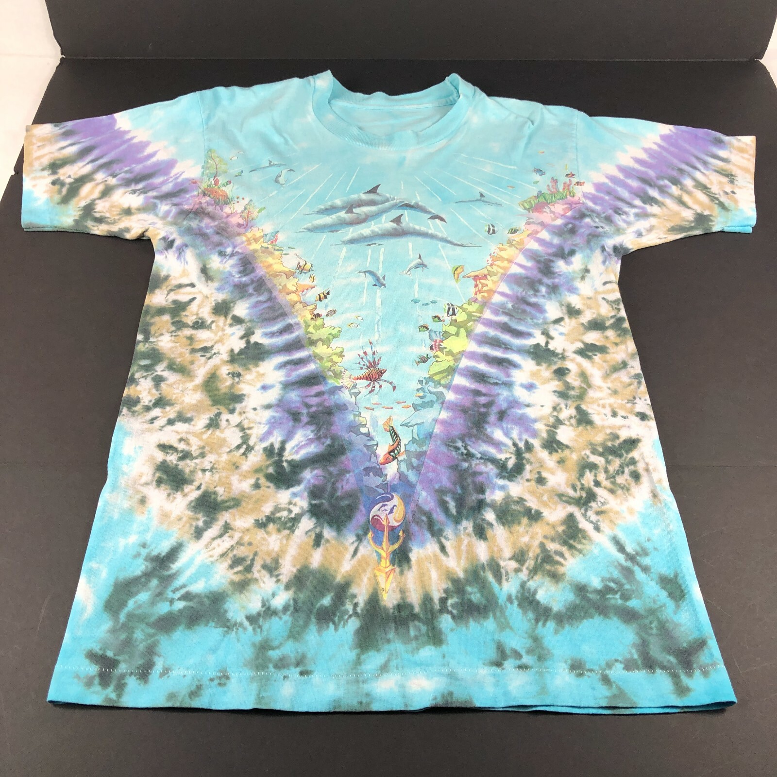 Vintage 90’s Liquid Blue Shirt Men’s Medium Aquatic AOP John Connell Half Baked