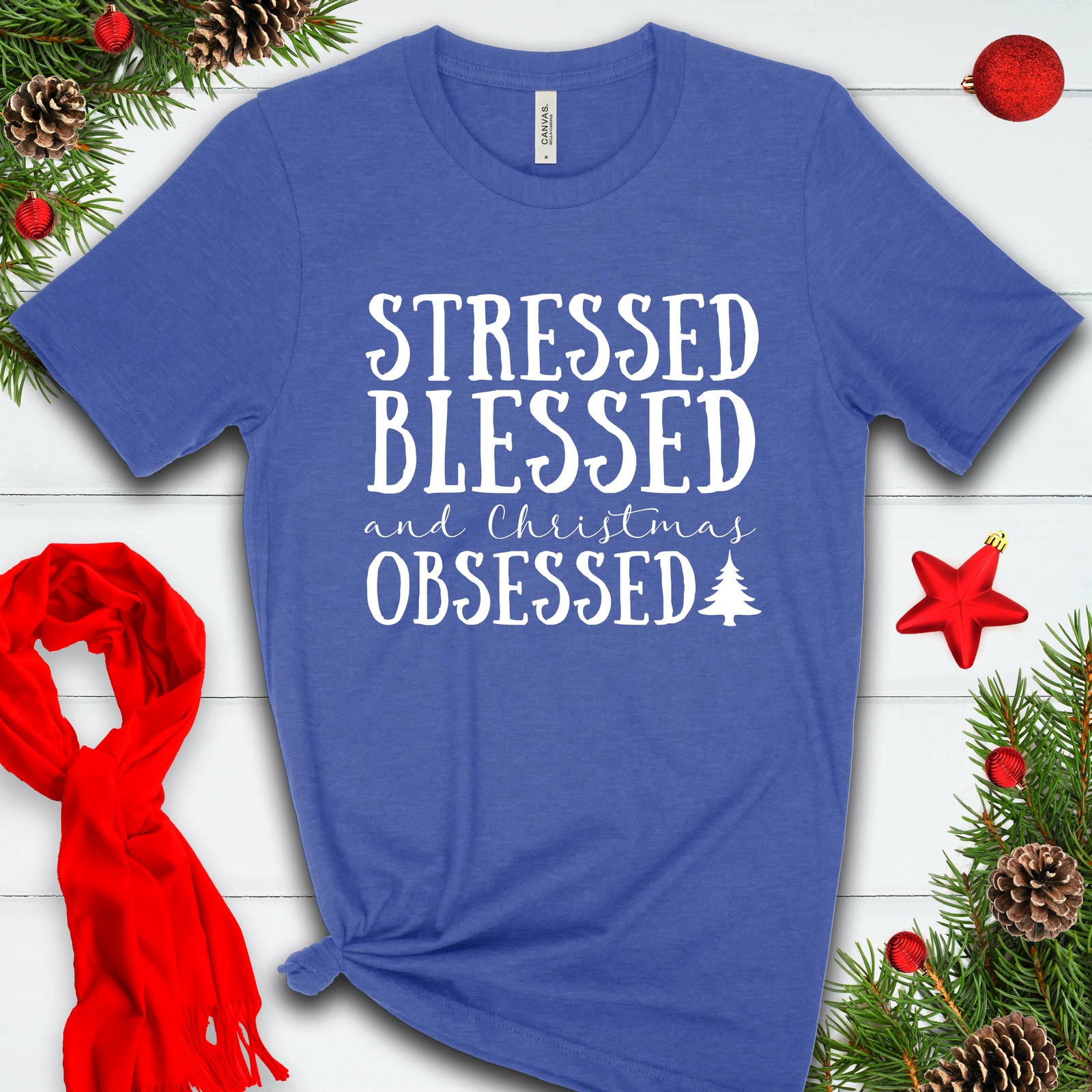 Stressed Blessed and Christmas Obsessed T Shirt 02896