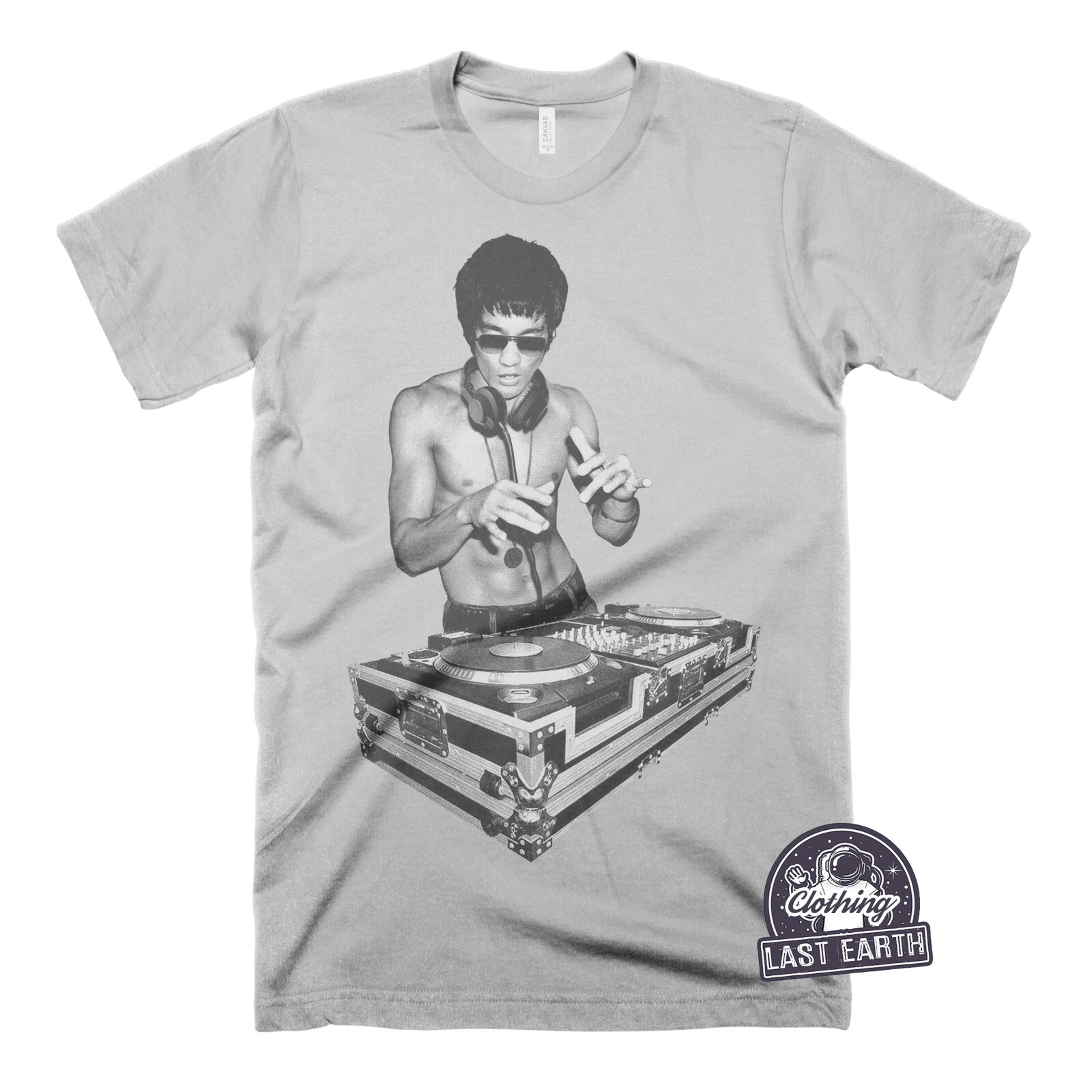 Bruce DJ Lee Shirt Deejay Music Kung Fu Graphic Tee Vinyl Record Vintage Shirt