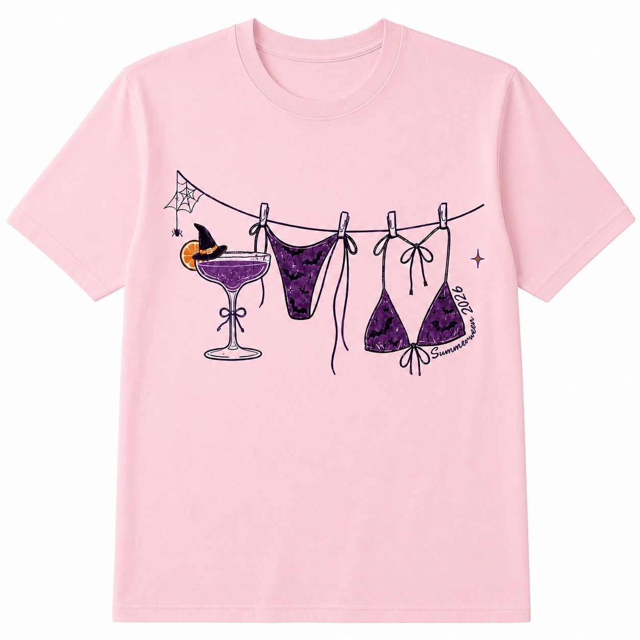 Retro Summer Halloween Bikini Shirt Beach Spooky Graphic Tee Coastal Gift
