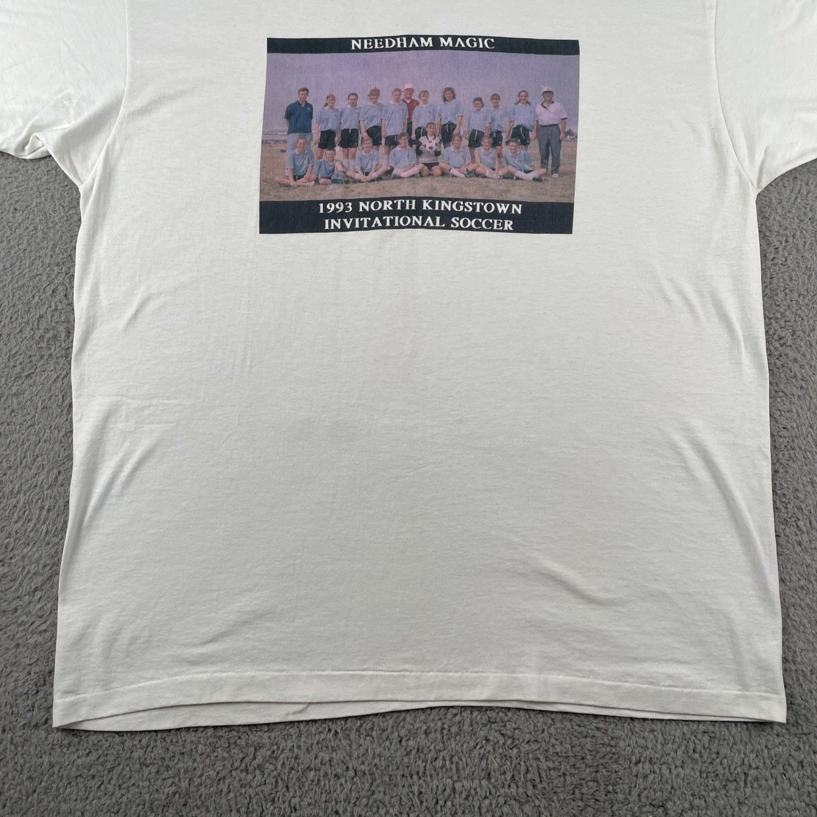 Vtg Hanes XL White T Shirt 1993 North Kingstown Soccer Invitational Made In USA