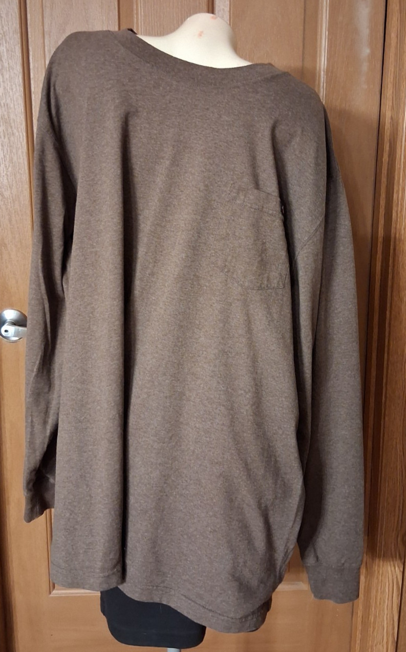 Dickies Brown Tee Long Sleeves Round Neck Pocket Big and Tall Men 4XLT