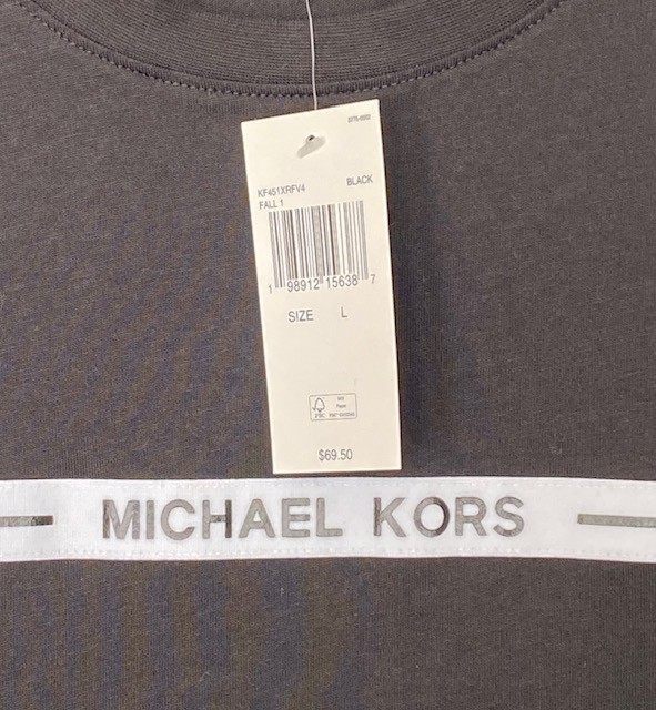 NWT Michael Kors Mens Signature Logo Cotton Tee US/L Black $69.5