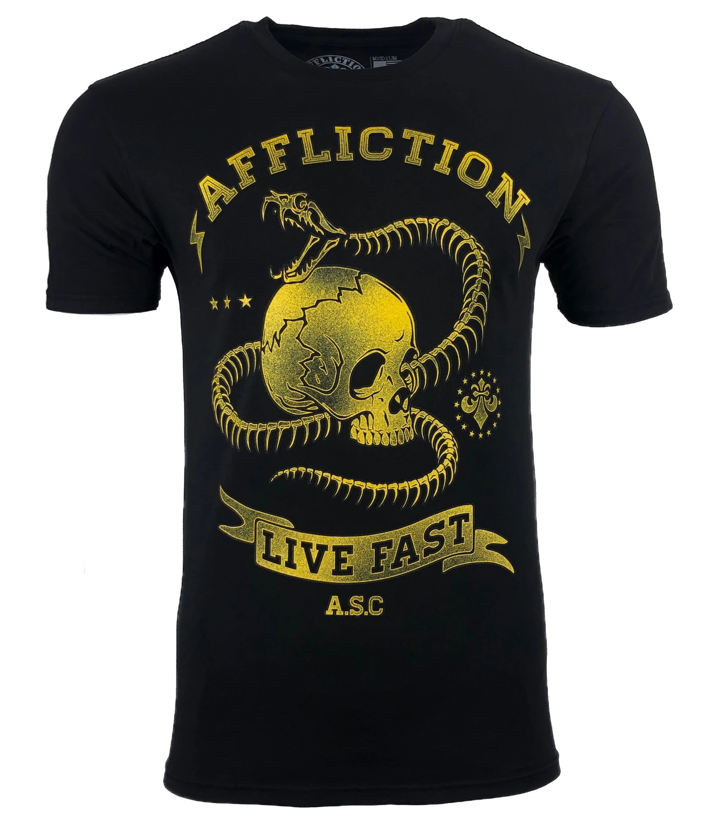 AFFLICTION SNAKE EYES Men’s T-shirt BLACK Biker MMA