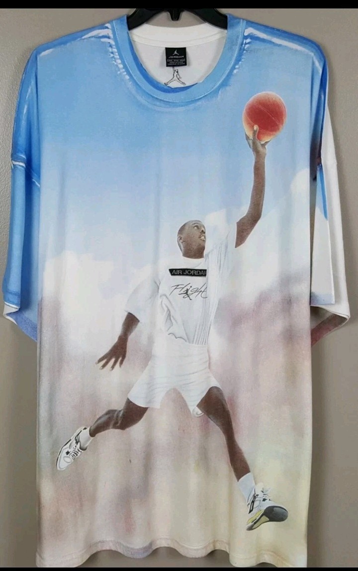 NIKE AIR JORDAN JUMPMAN FLIGHT SHIRT ALL OVER PRINT BLUE RARE 108974 100 3XL