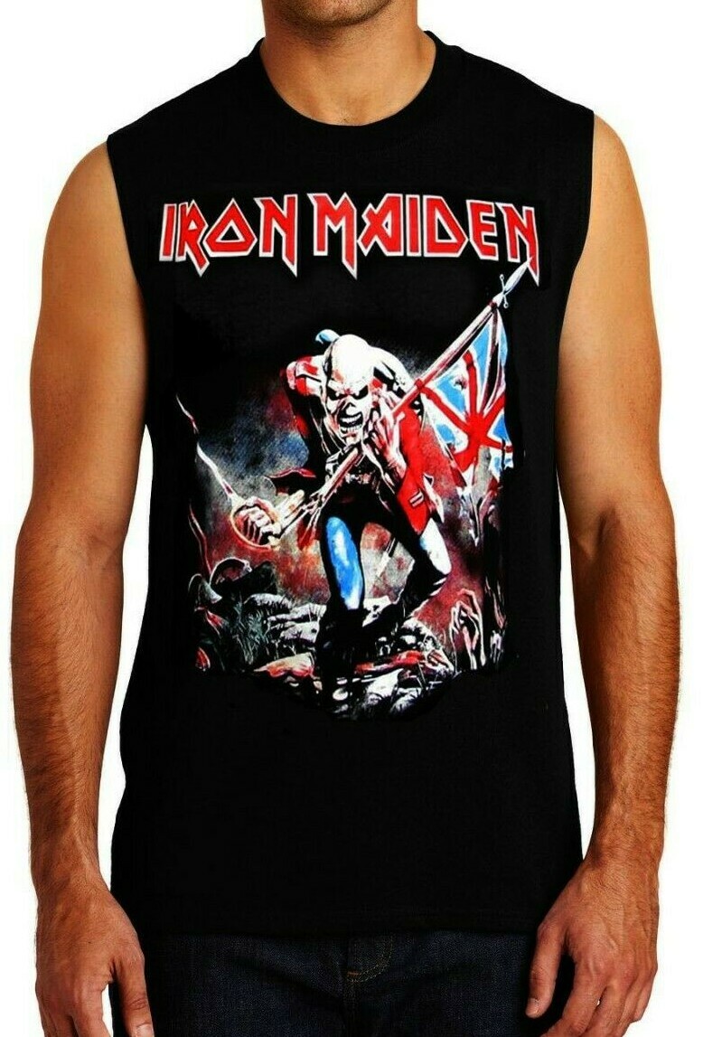 IRON MAIDEN TROOPER PUNK ROCK Band Black Muscle Shirt