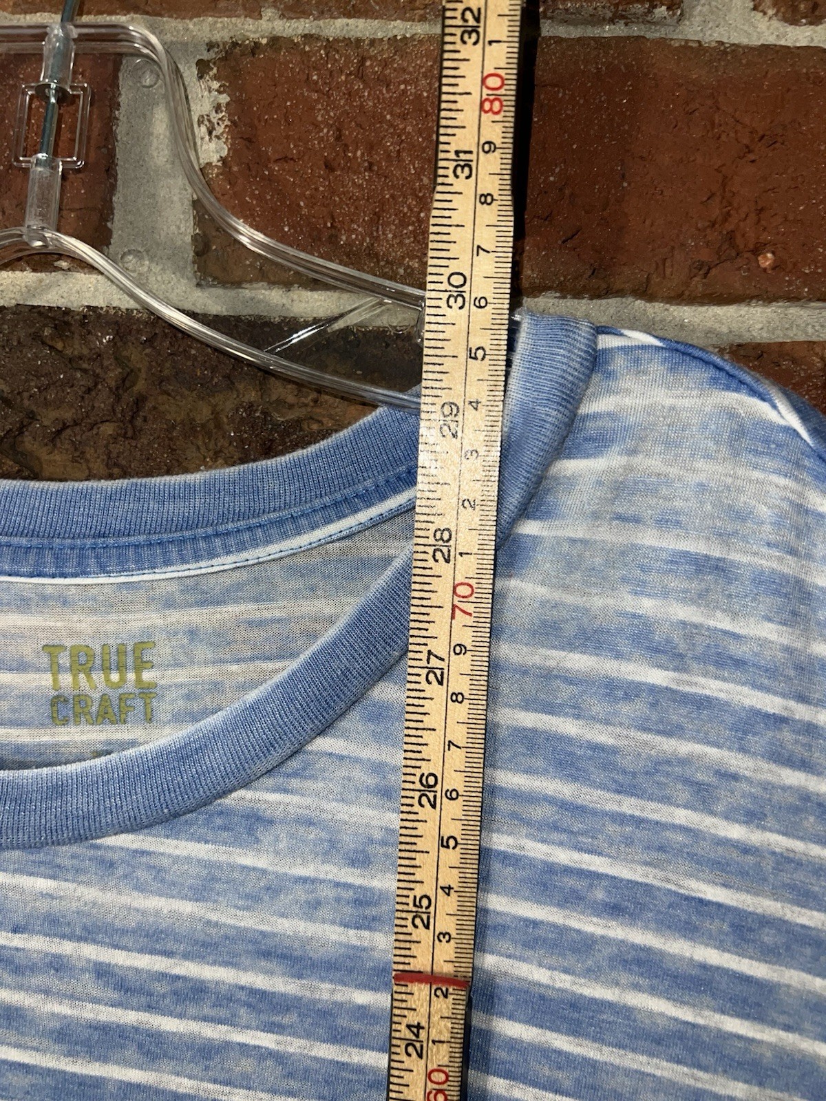 True Craft Men’s Blue Striped T-Shirt Tee Soft Thin Size XL