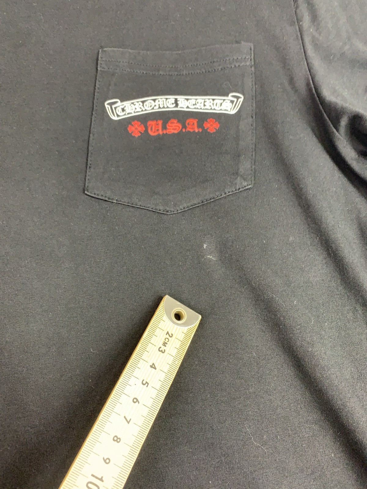 Chrome Hearts USA T-Shirt Men’s Large Black American Flag Print Crew Cotton