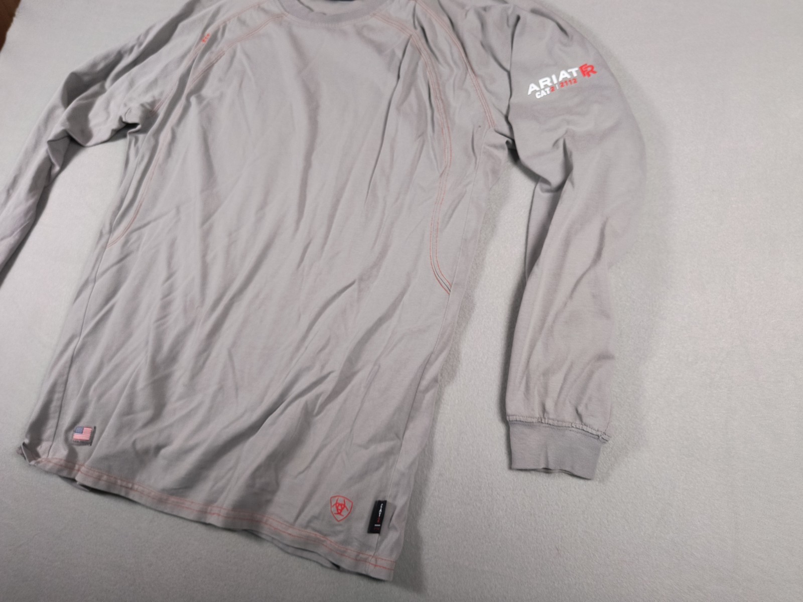 Lot 4 Ariat Work FR Flame Resistant Crew Shirt Mens L Gray Tan CAT 2 NFPA 2112