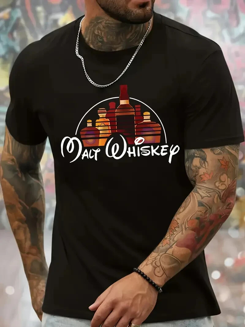 Men’s Casual Crew Neck T-Shirt, 100% Polyester Knit Fabric, Regular Fit