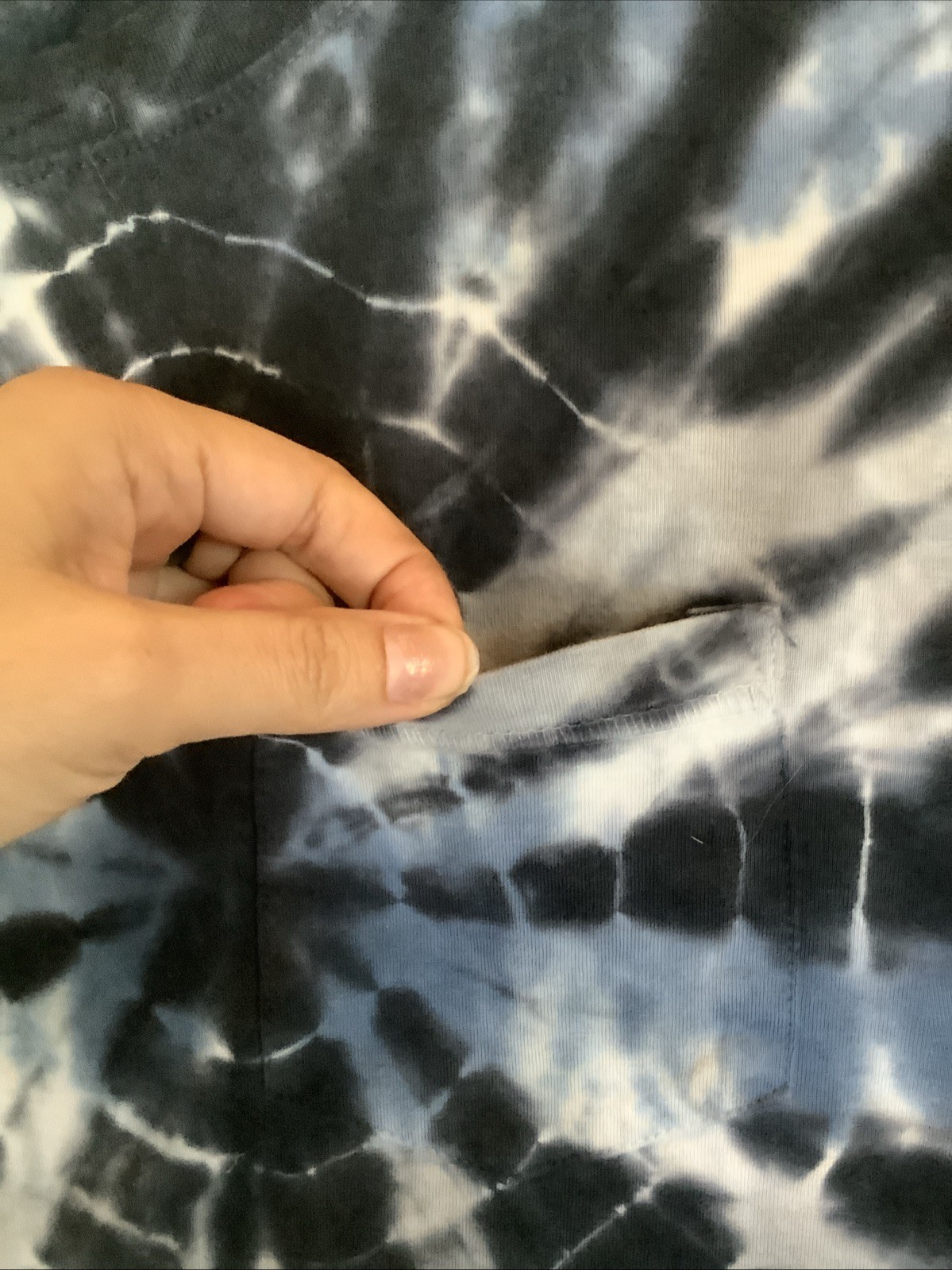 Reverse Threads Mens Tie Dye Blue White Long Sleeve Cadual Pull On Shirt L