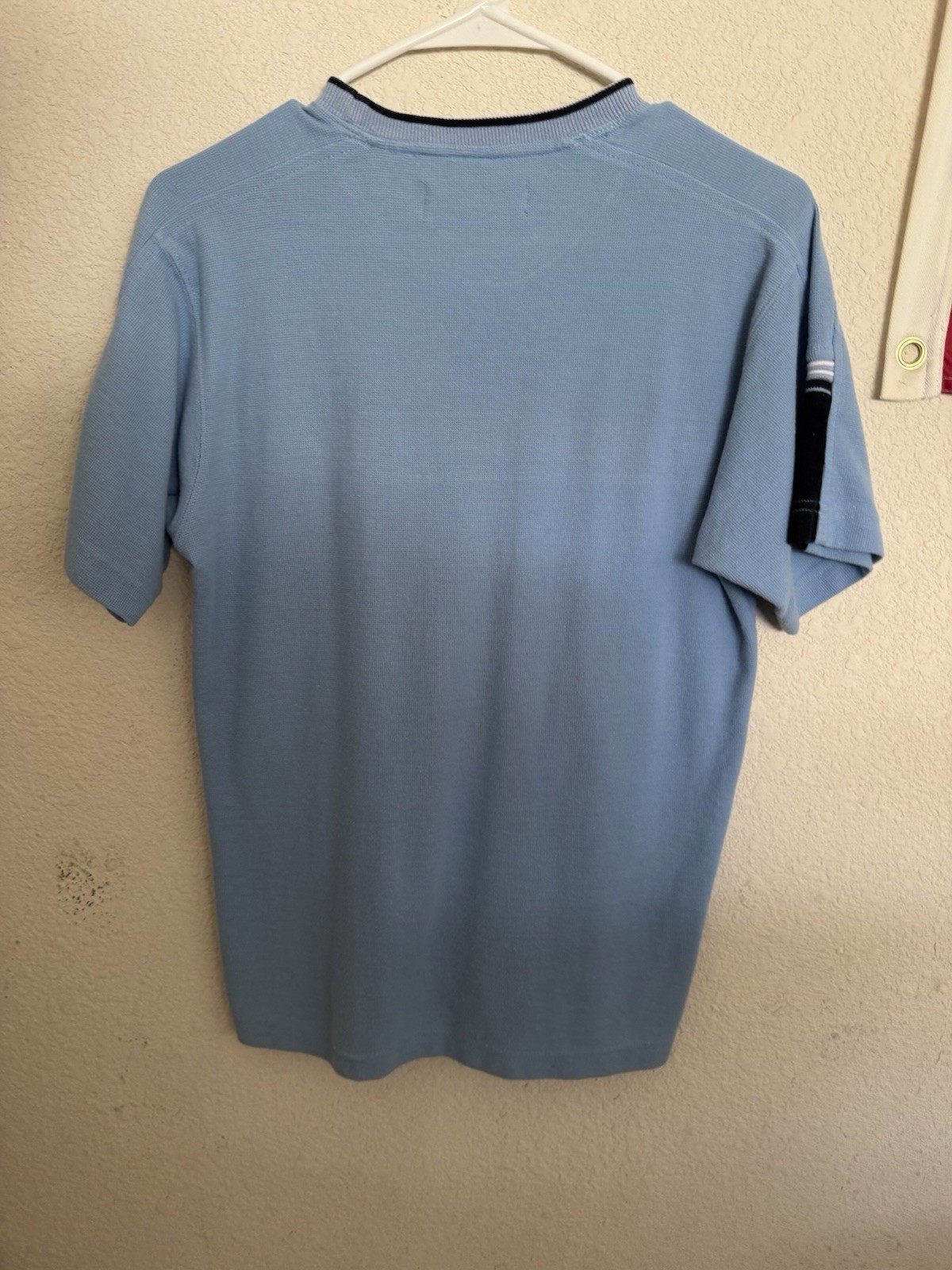 Point Zero Men’s Blue Striped Crew Neck Short Sleeve Cotton Knit T-Shirt M