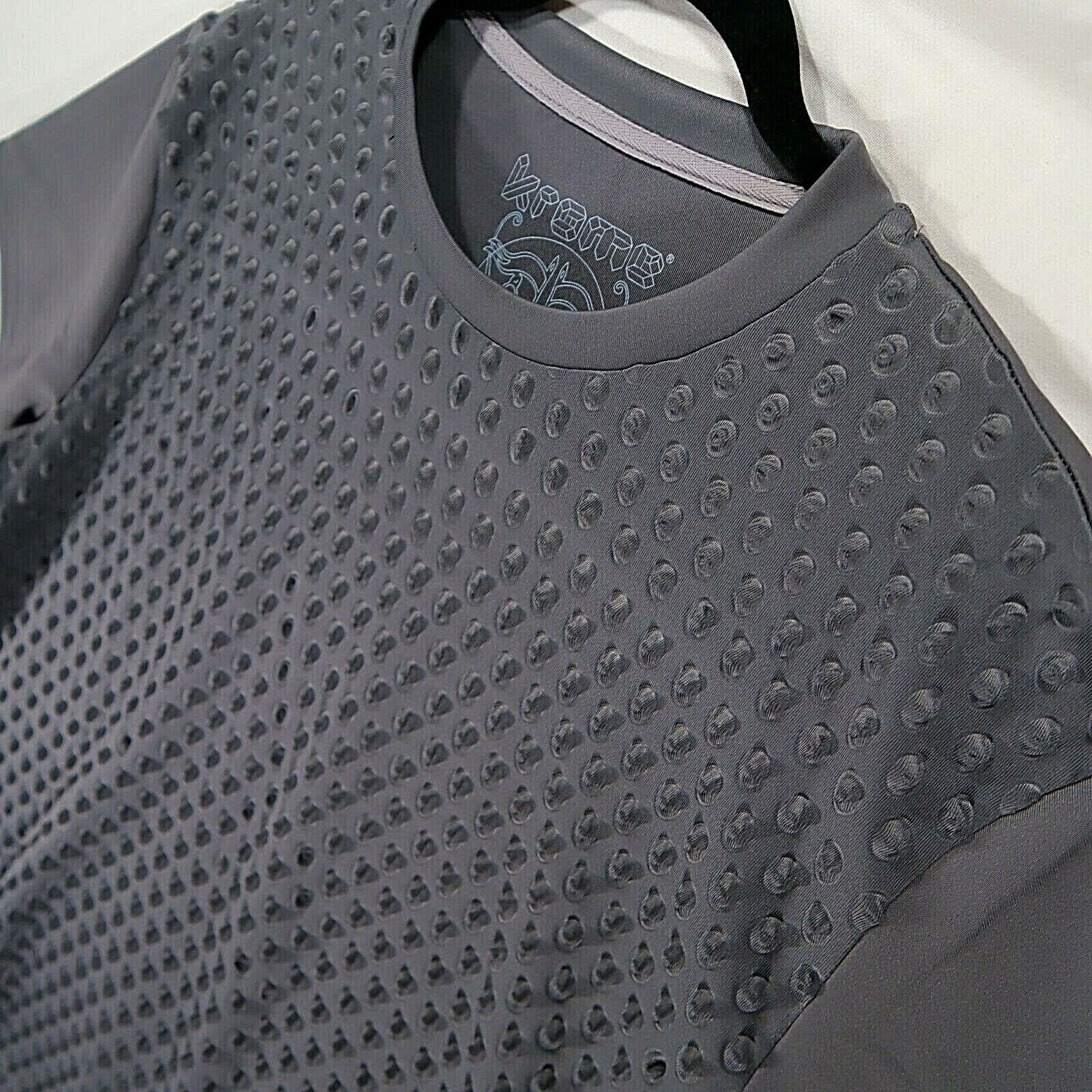 Krome L Mens T Shirt Charcoal Grey Textured Polyester Stretch Rare Textured NWT