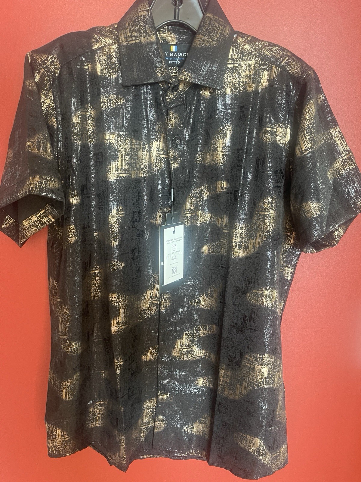 Roy Maison Black Gold Mens S Size Short Sleeves, Regular For Men 5.3-5.7 Feets