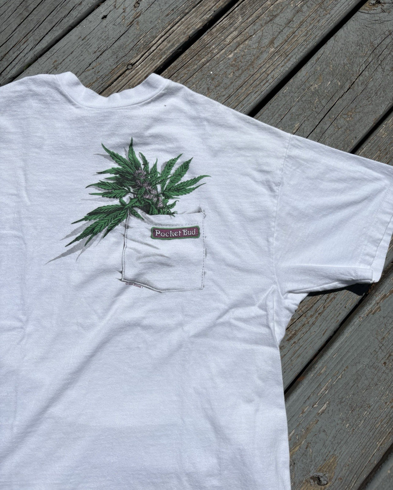 Vintage Pocket Bud Weed Marijuana 90s Tee Shirt Mens Medium Hanes