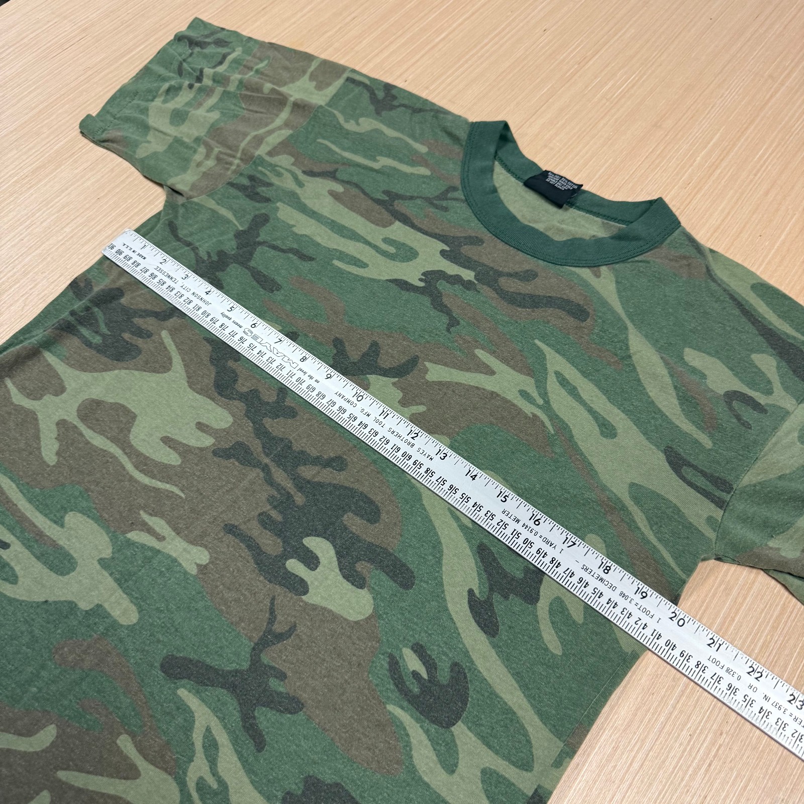 Vintage 90s Rothco Camo Ringer Large Single Stitch T Shirt Made in USA army