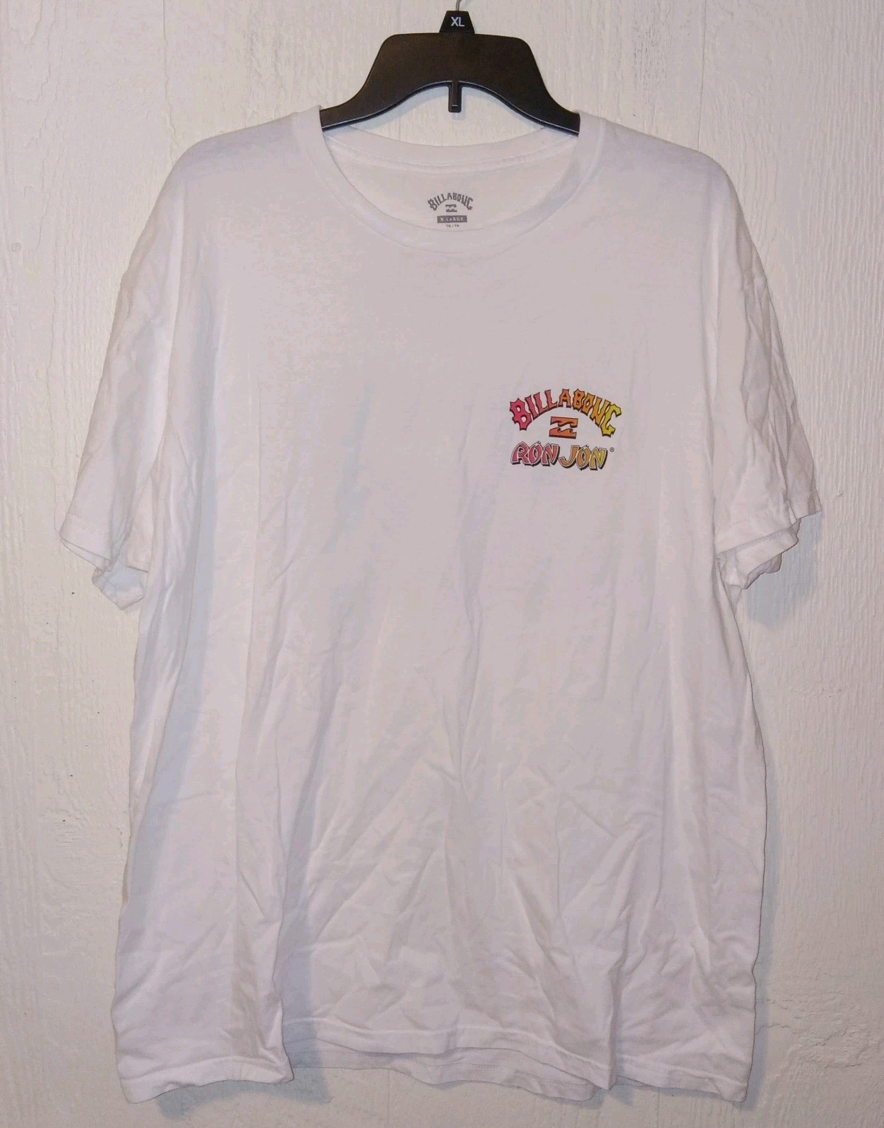 Billabong Crash T-Shirt Surf Men’s XL Surfing Skate White Yellow Pink 2-sided
