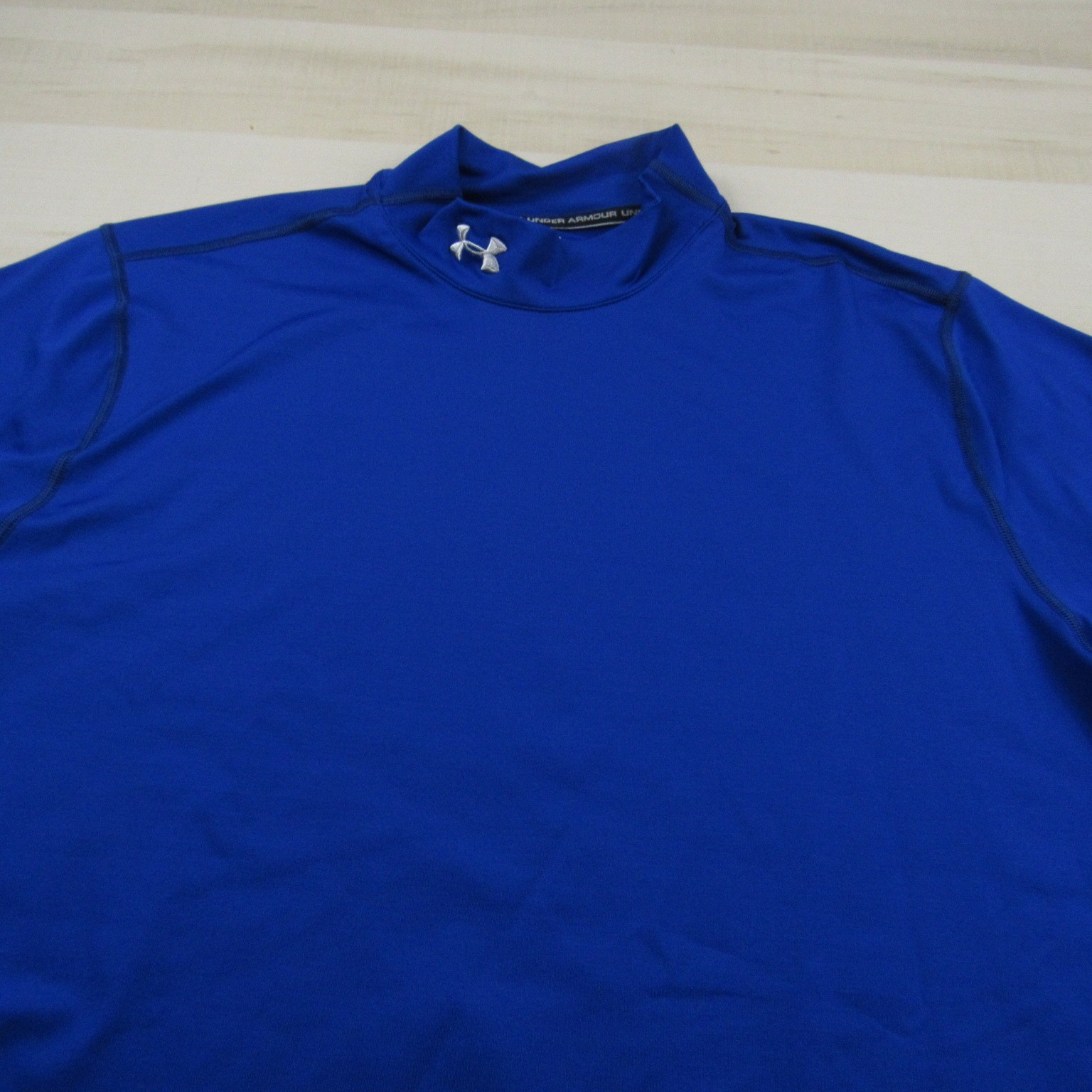 Under Armour Shirt Mens Extra Large Blue Fitted Mock Cold Gear Fleece Outdoor A1