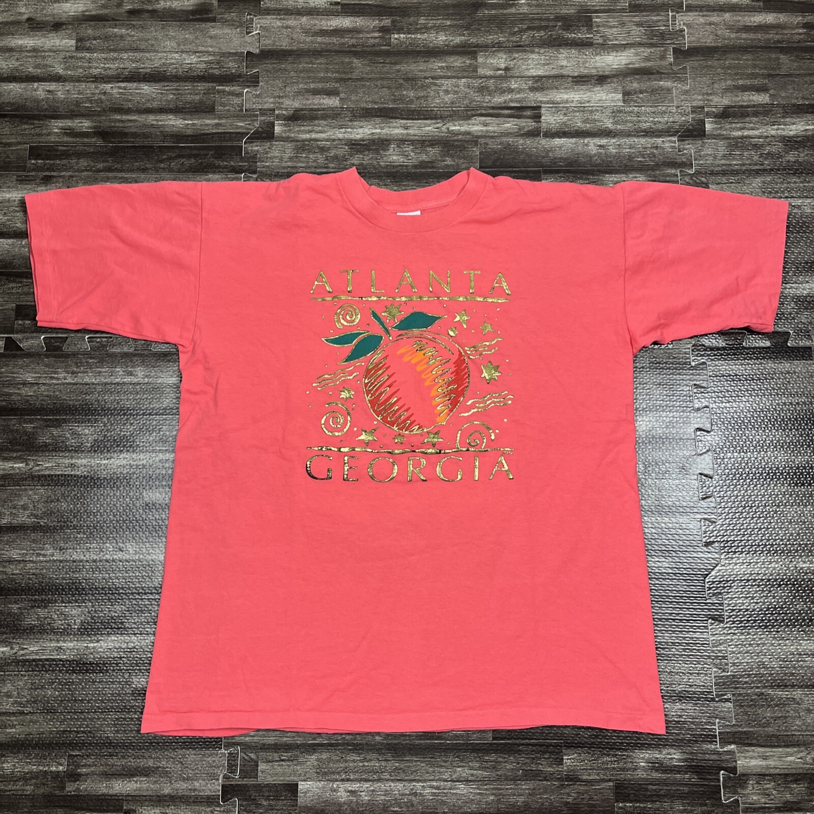 Vintage 90s Atlanta Georgia Graphic Tee XL Pink Single Stitch VTG Casual Unisex