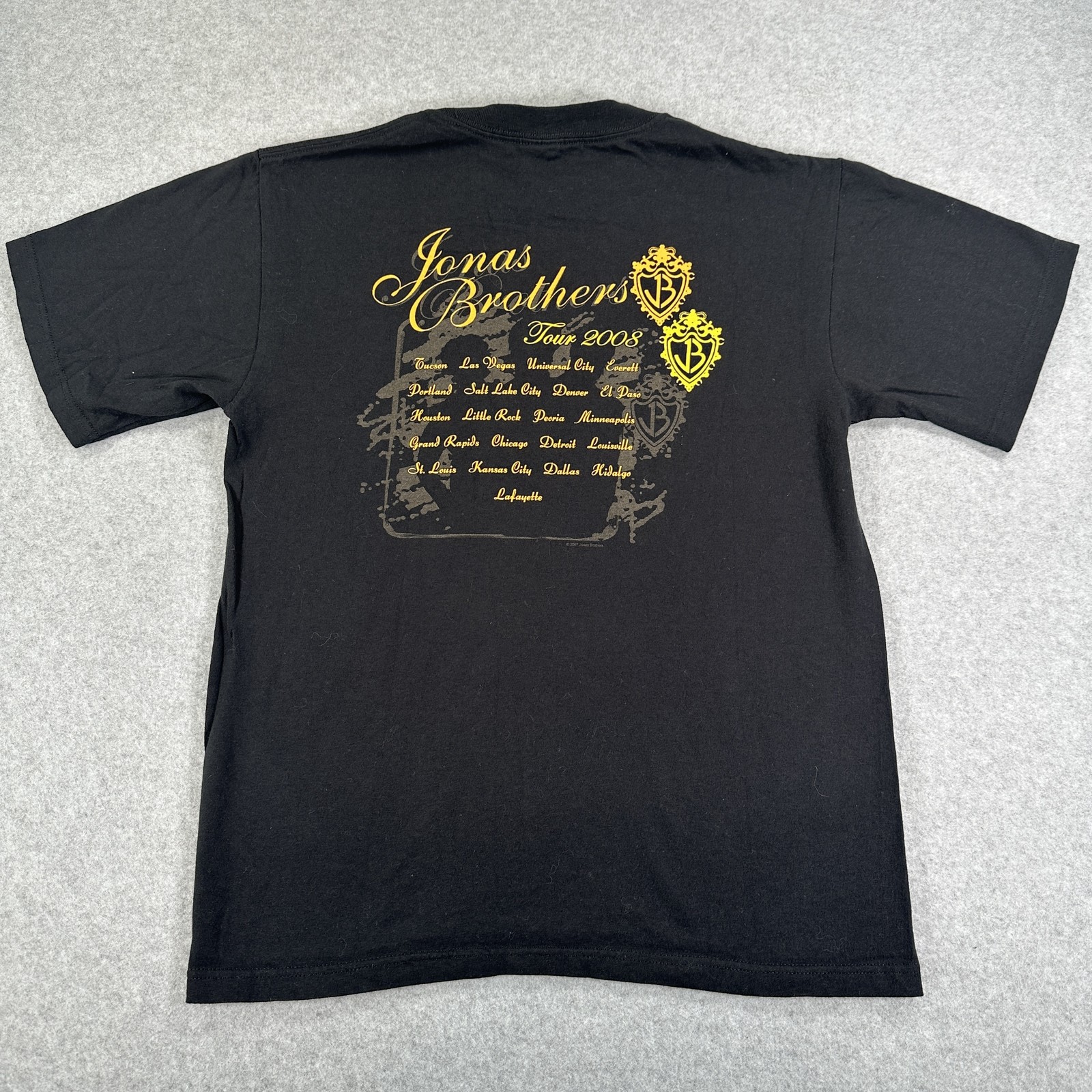 Jonas Brothers Band Tee Black Graphic T-Shirt Size M 100% Cotton Vintage