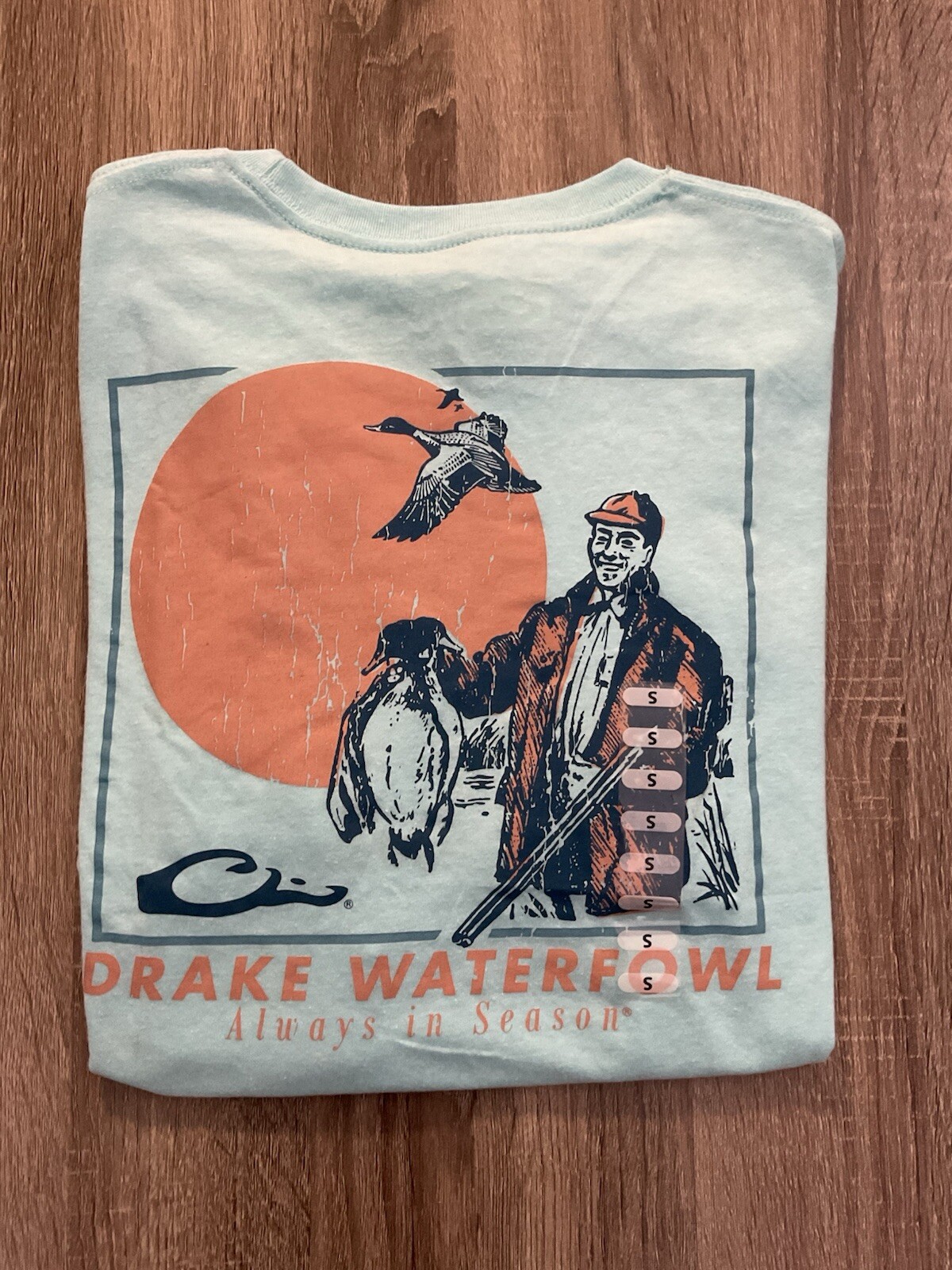 Drake Waterfowl Systems Men T-Shirt Turquoise Sz S 55% Cotton 45% Polyester NWT