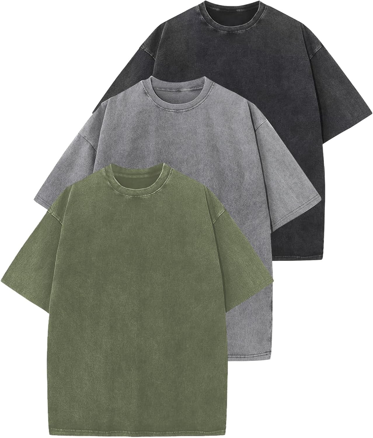 3 Pack Men’s Oversized Vintage T-Shirts – Loose Fit Casual Short Sleeve Tops