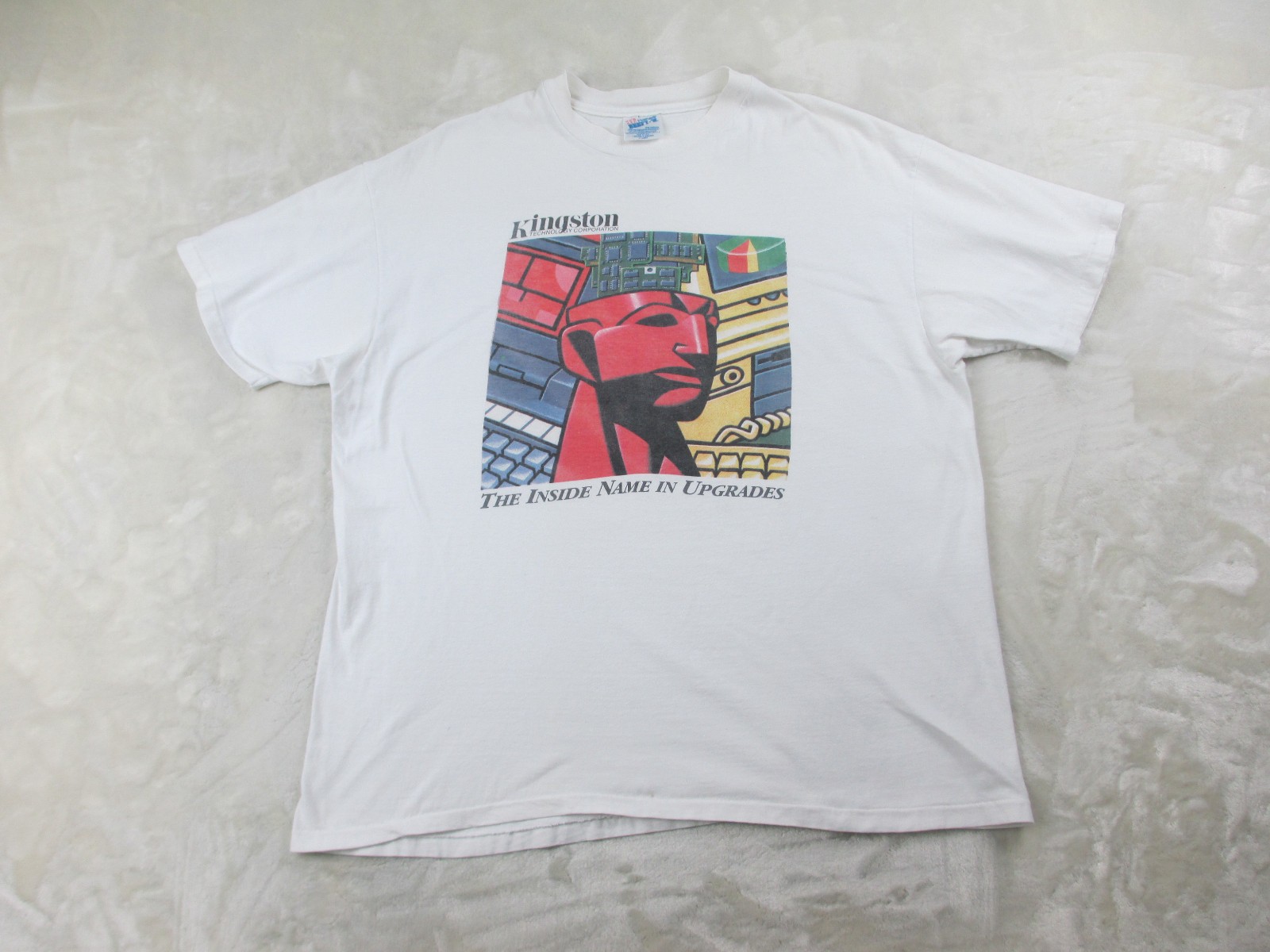 VINTAGE Kingston Technology Shirt Mens Extra Large White Inside Name In Upgrades