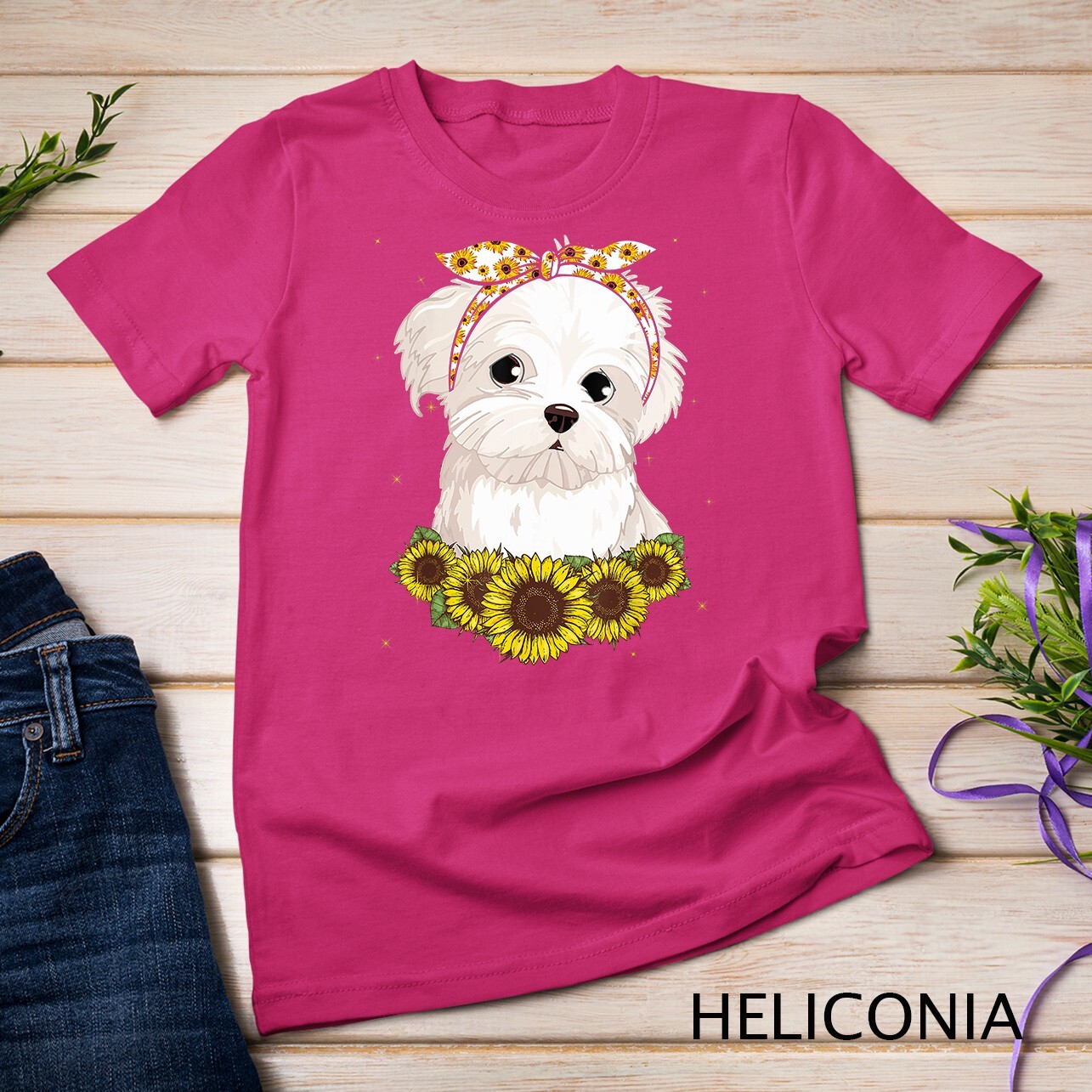 Girls Women Mom Maltese Dog Sunflower Gift T-Shirt Unisex T-shirt