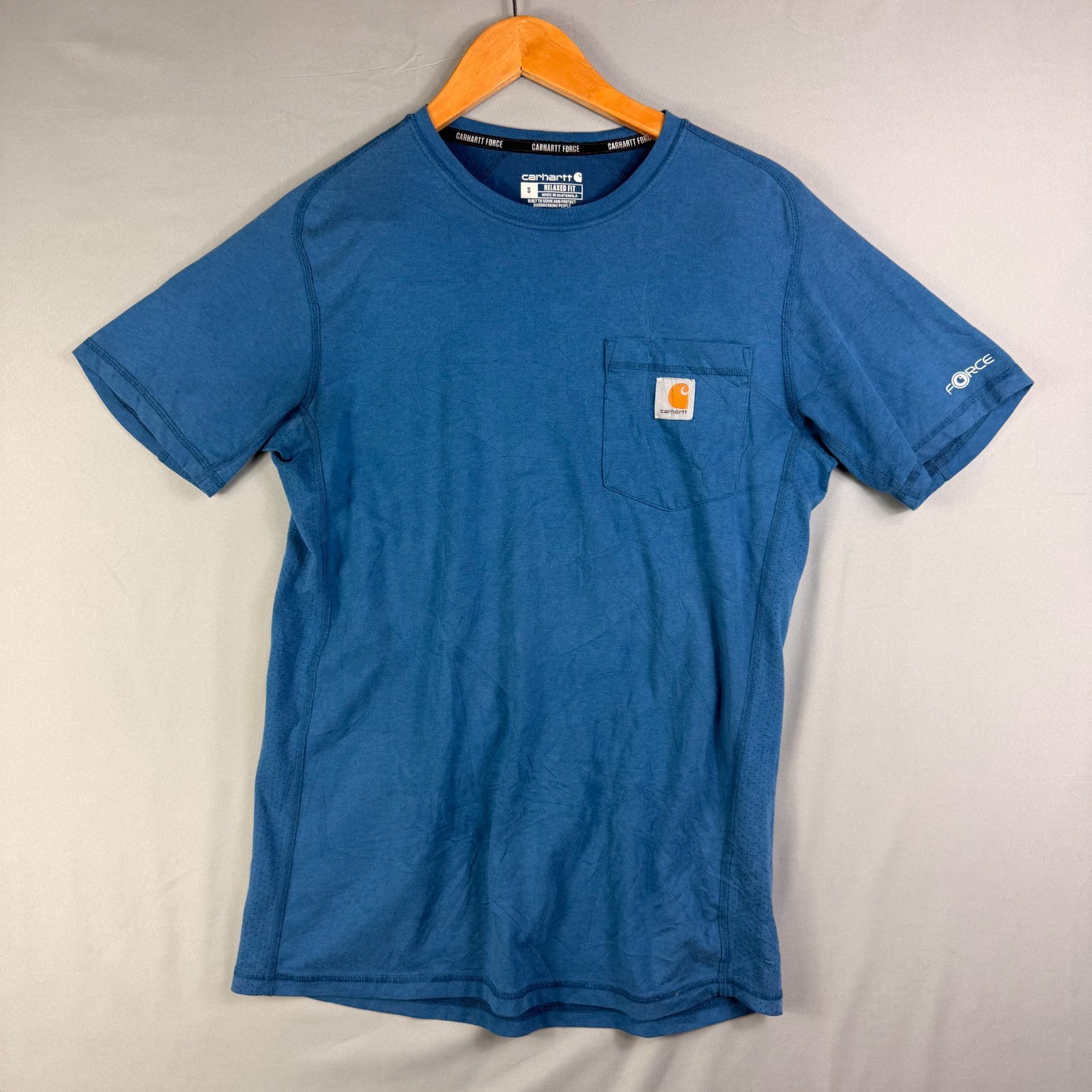 Carhartt Force T-Shirt Men’s S Relaxed Fit Blue Short Sleeve Pocket Tee