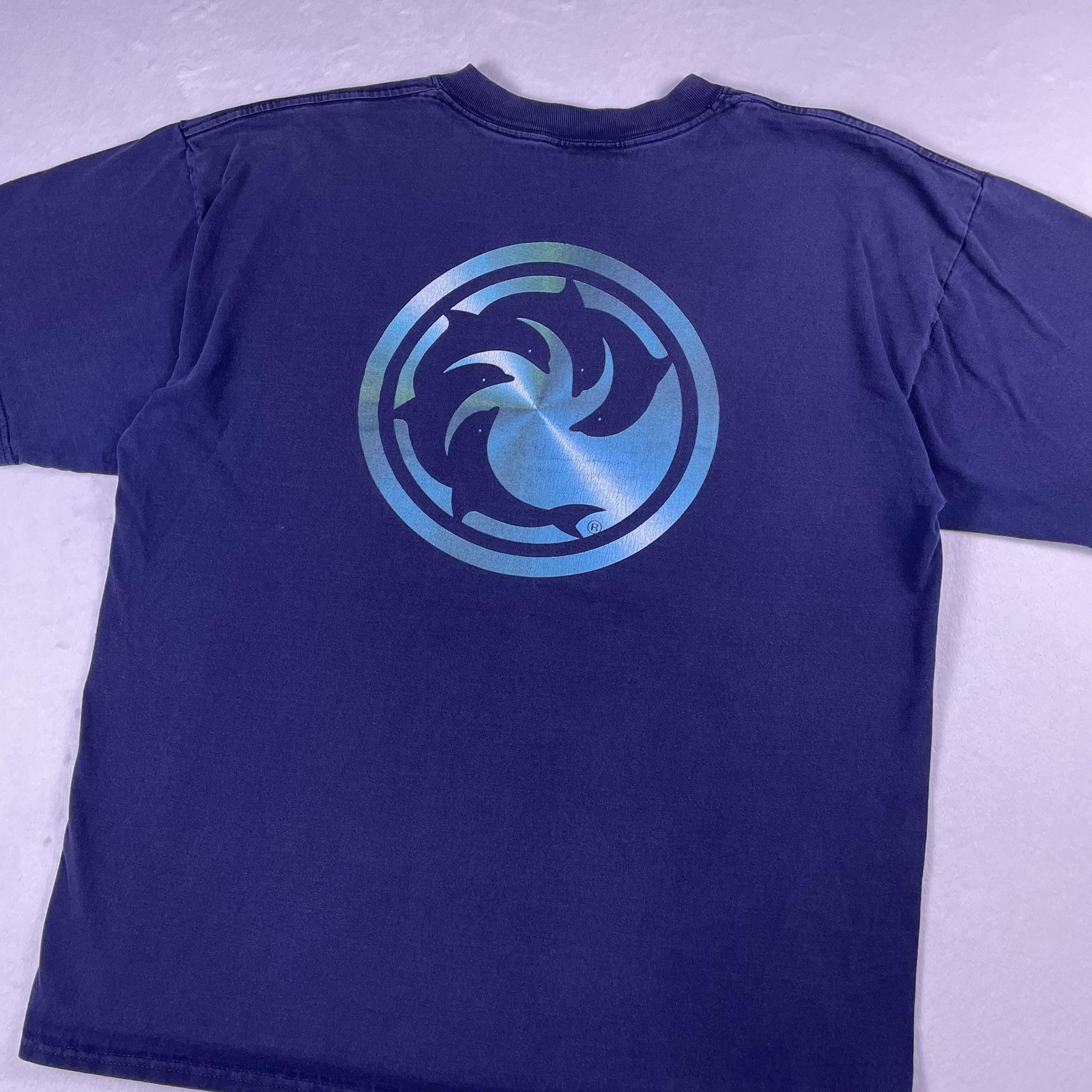 Vtg Y2K WRV Surf Tee XL Wave Riding Vehicles Dolphin Logo Beach Skate Board USA